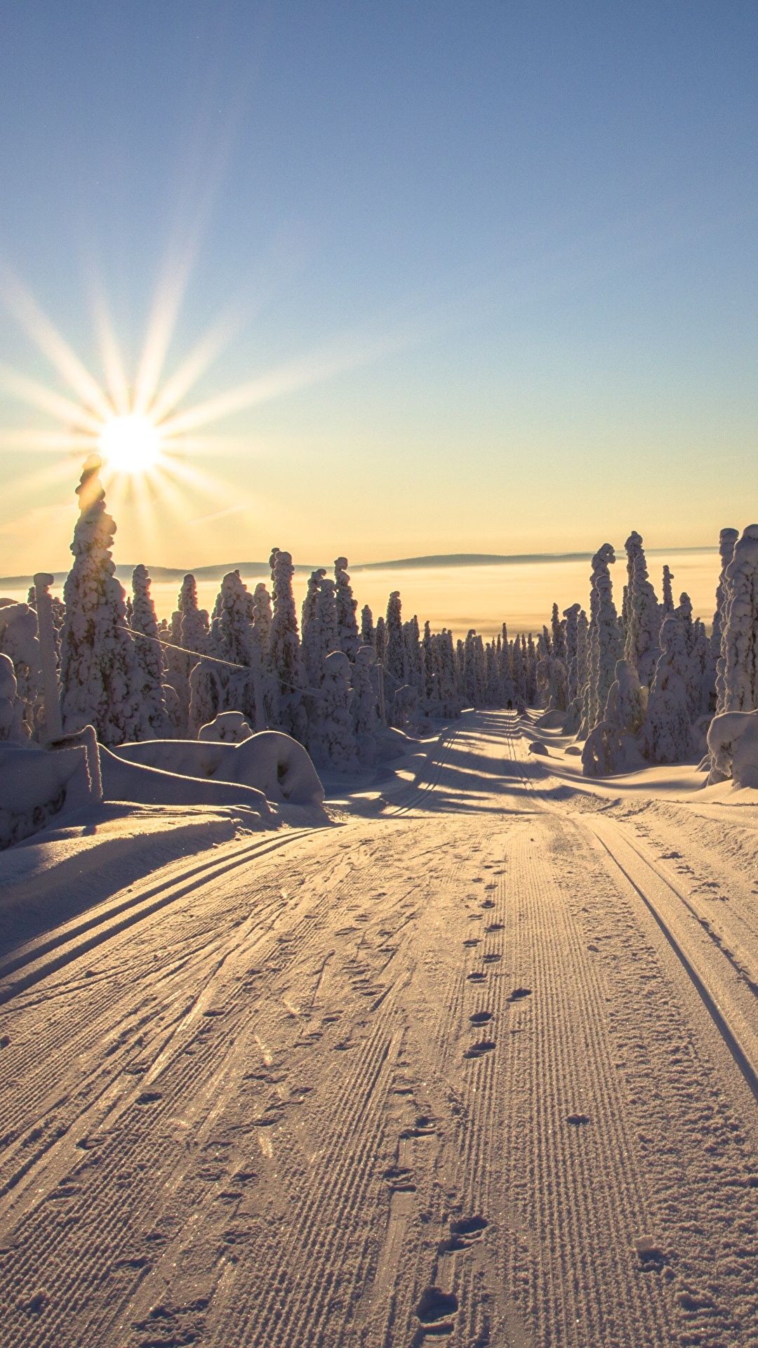 Photos Rays of light Lapland region Finland Sun Nature 1080x1920
