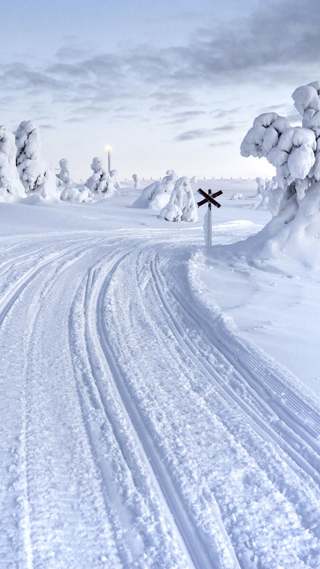 Image Lapland region Finland Winter Nature Snow Roads 1080x1920