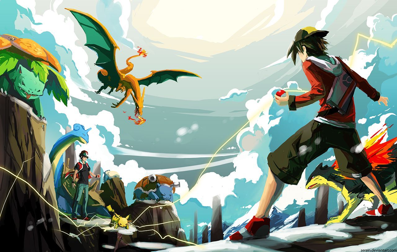 Versus Red (Battle on Mt. Silver). Pokemon trainer red, Anime, Pokemon art