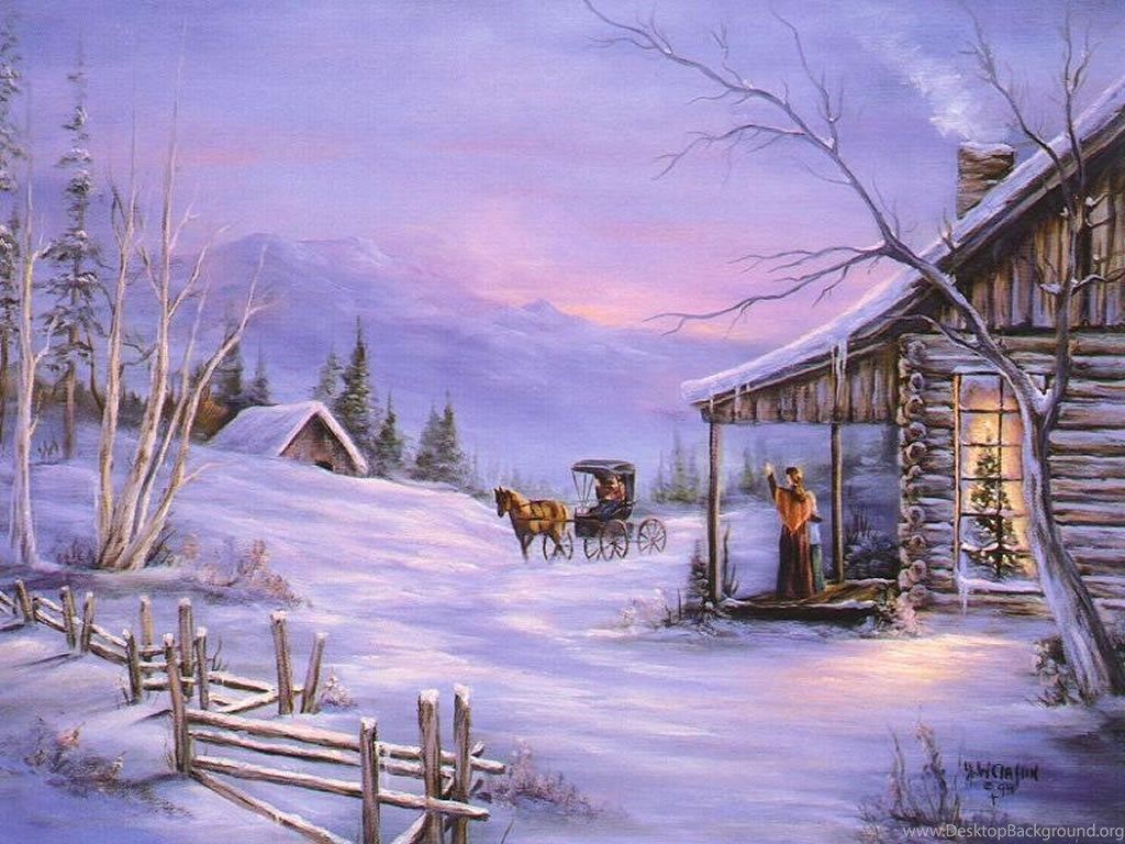 Winter christmas scenes wallpaper Desktop Background