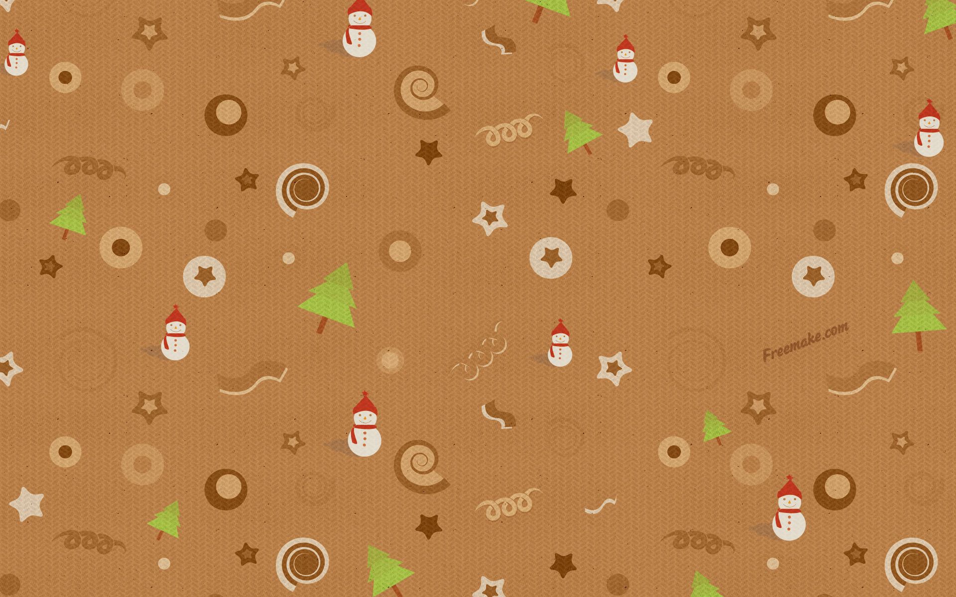 Snowmen and Christmas trees on a beige background on Christmas wallpaper and image, picture, photo
