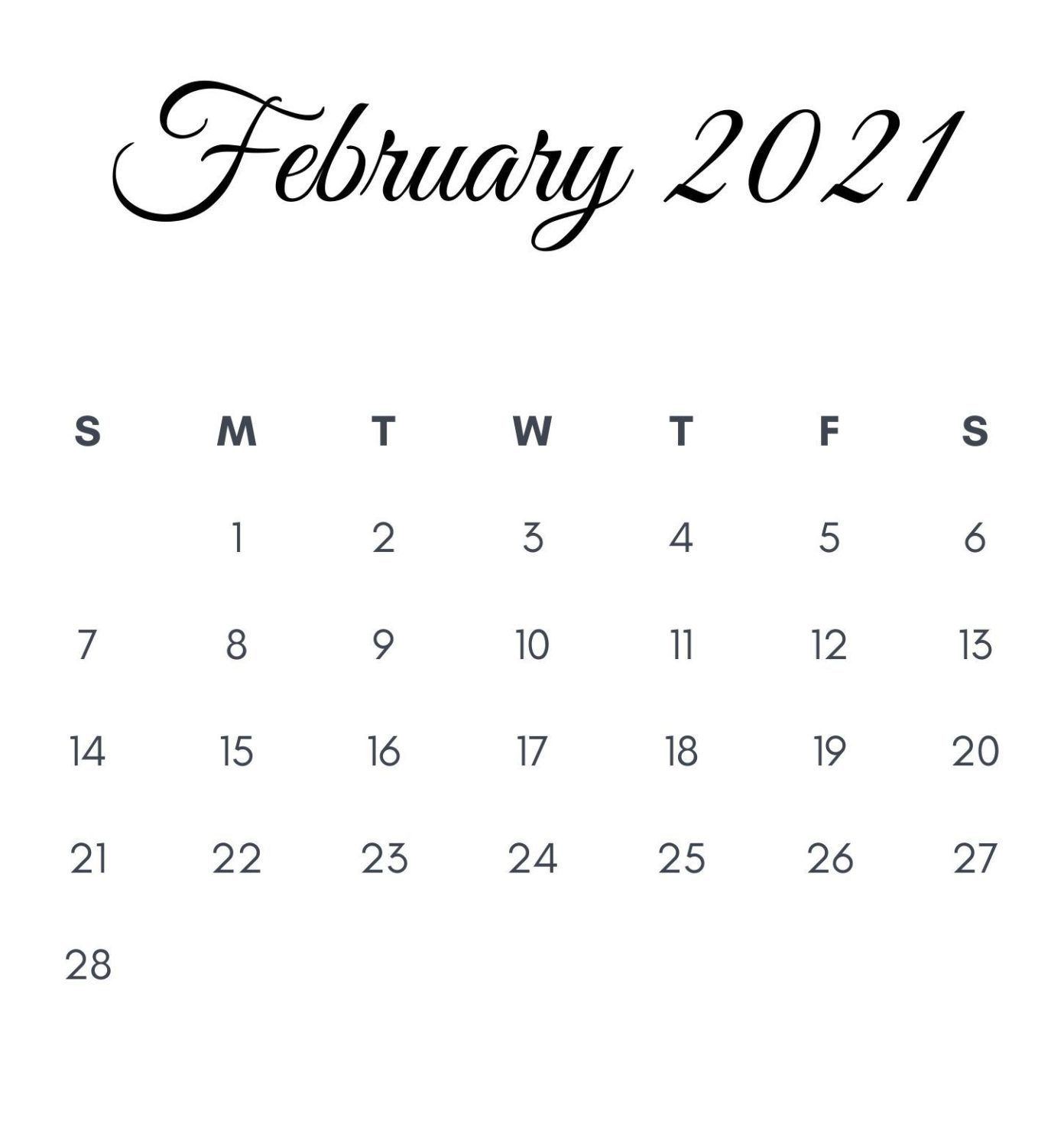 February 2021 Printable Calendar. February calendar, Monthly calendar printable, June calendar printable