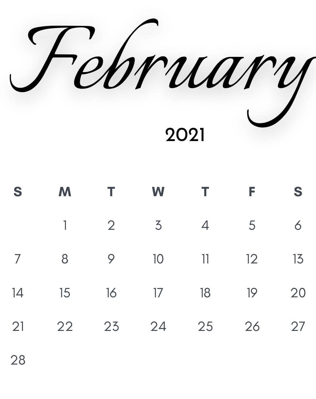 February 2021 Desktop Calendar Wallpaper