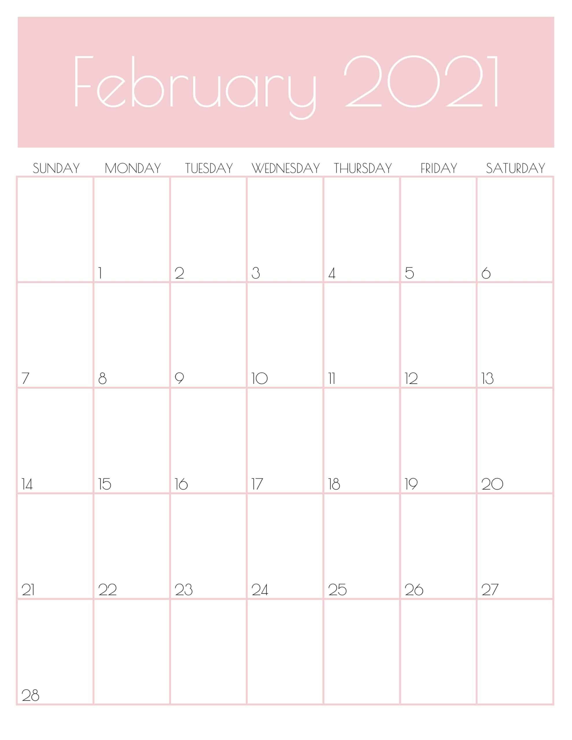 Cute (& Free!) Printable February 2021 Calendar. SaturdayGift. Goal planner free, Daily planner , Calendar printables