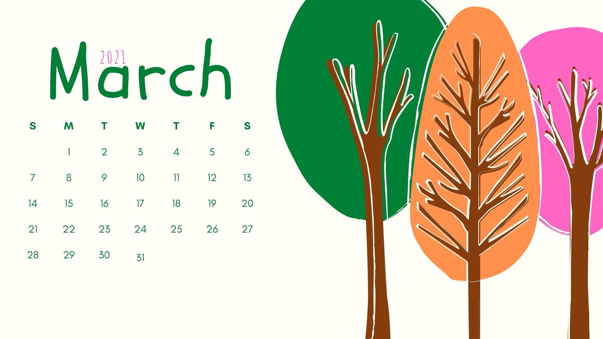 March 2021 Calendar HD Wallpaper Free Download