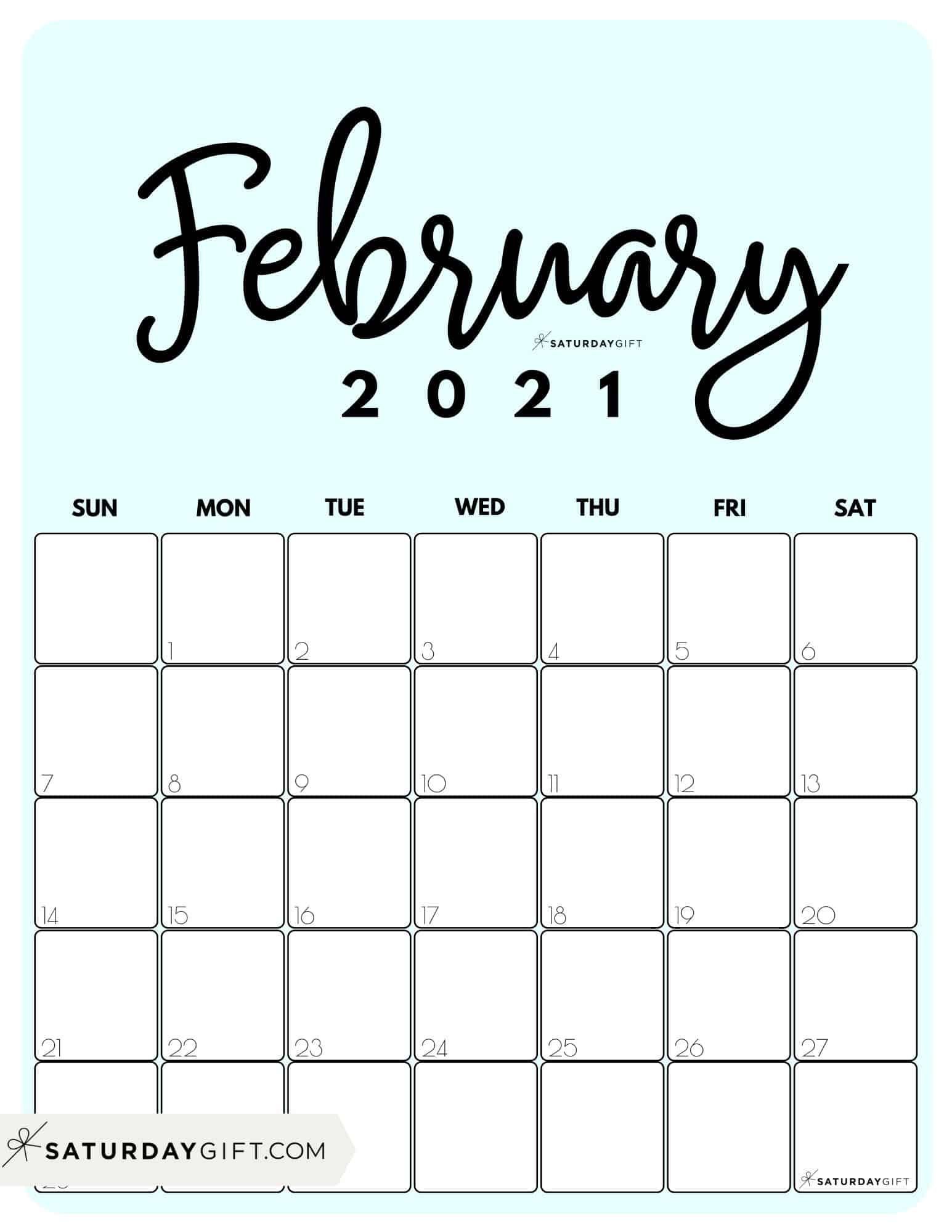 Cute (& Free!) Printable February 2021 Calendar. SaturdayGift. October calendar, Calendar printables, Calendar design