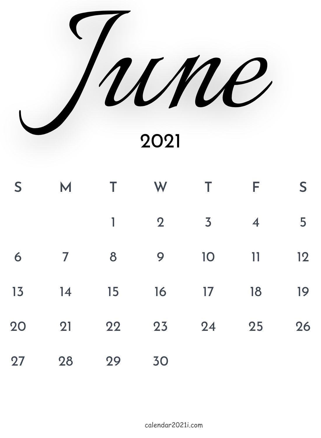 June 2021 Calligraphy Calendar printable free download. June calendar printable, Monthly calendar printable, Printable calendar
