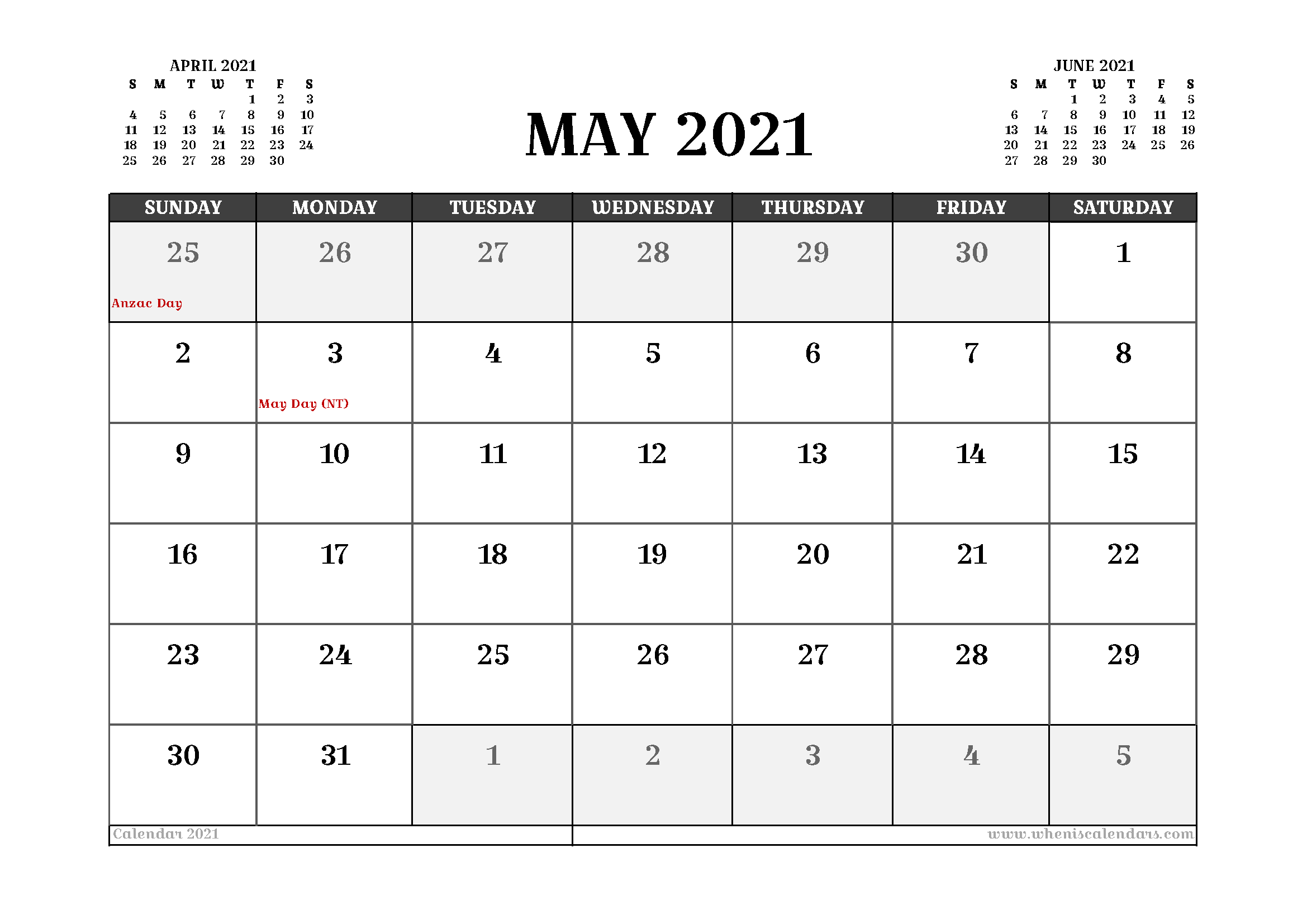 Free Printable May 2021 Calendar Australia. Calendar uk, 2021 calendar, Printable calendar