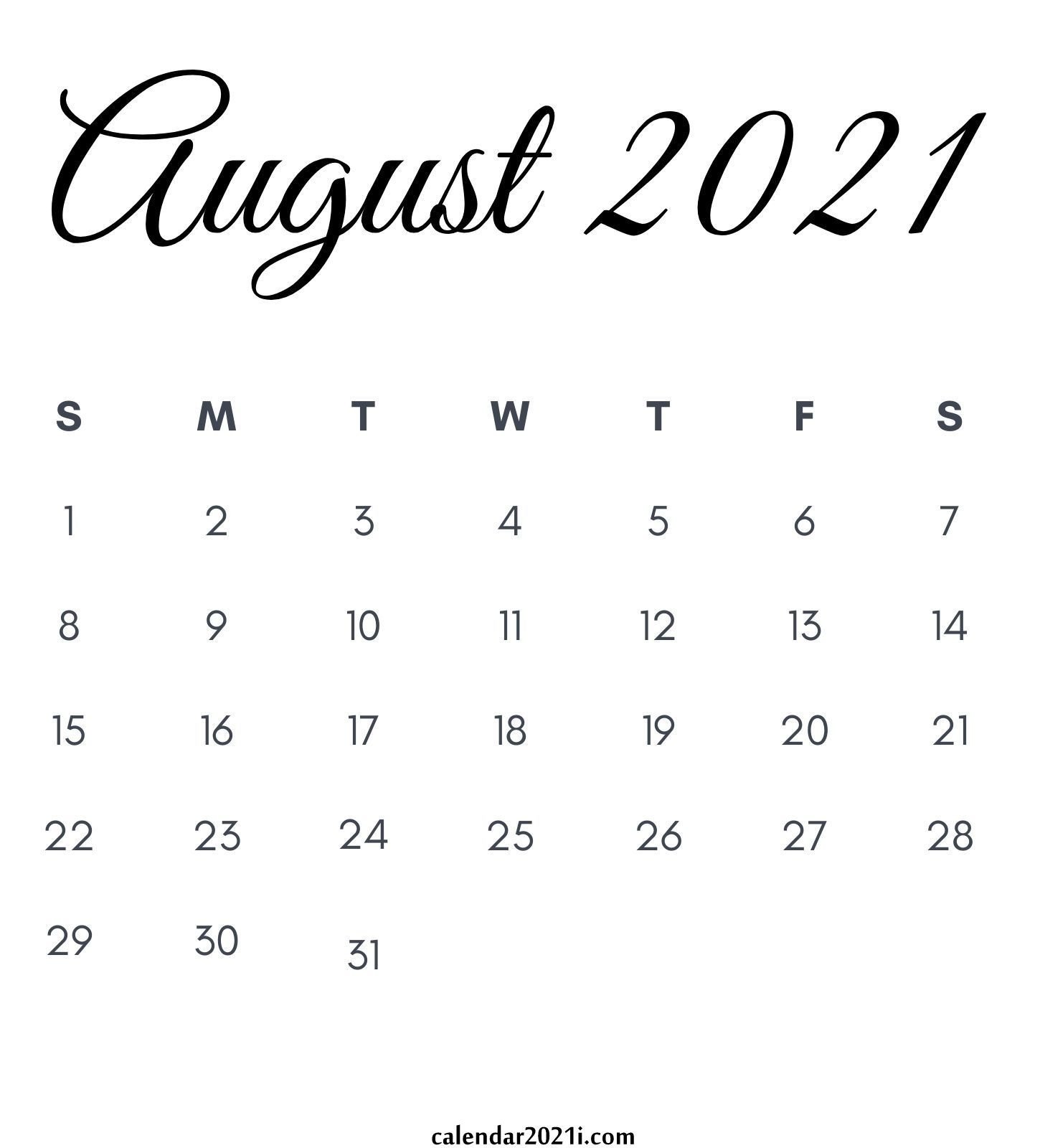 2021 Calendar Monthly Printable
