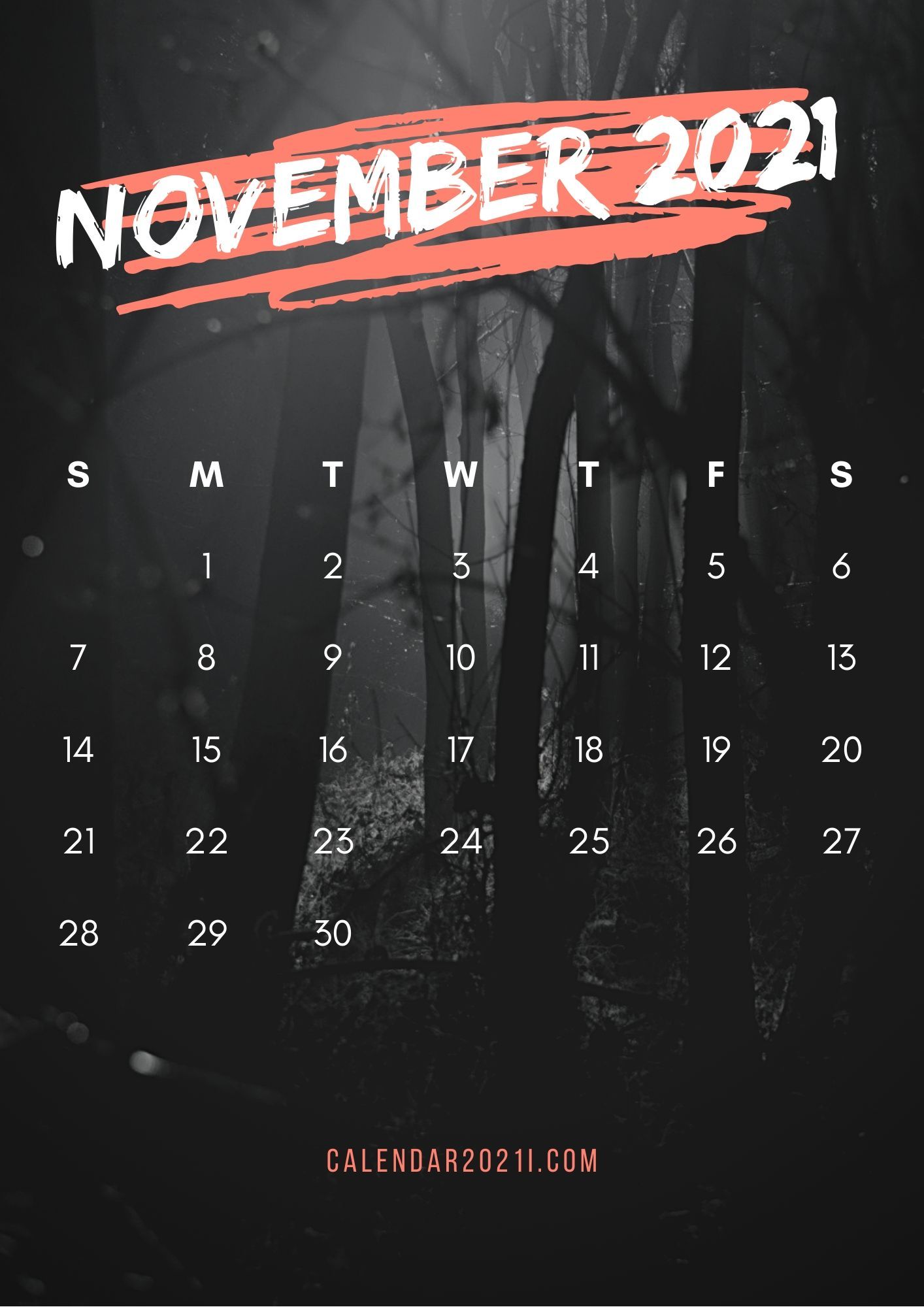 November 2021 Calendar iPhone HD Wallpaper. Printable calendar , Free printable calendar , 2021 calendar
