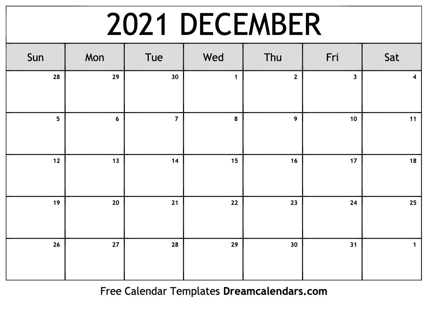 December 2021 Calendar. View the free printable monthly December 2021 calendar and print. Free calendar , Calendar printables, Printable calendar
