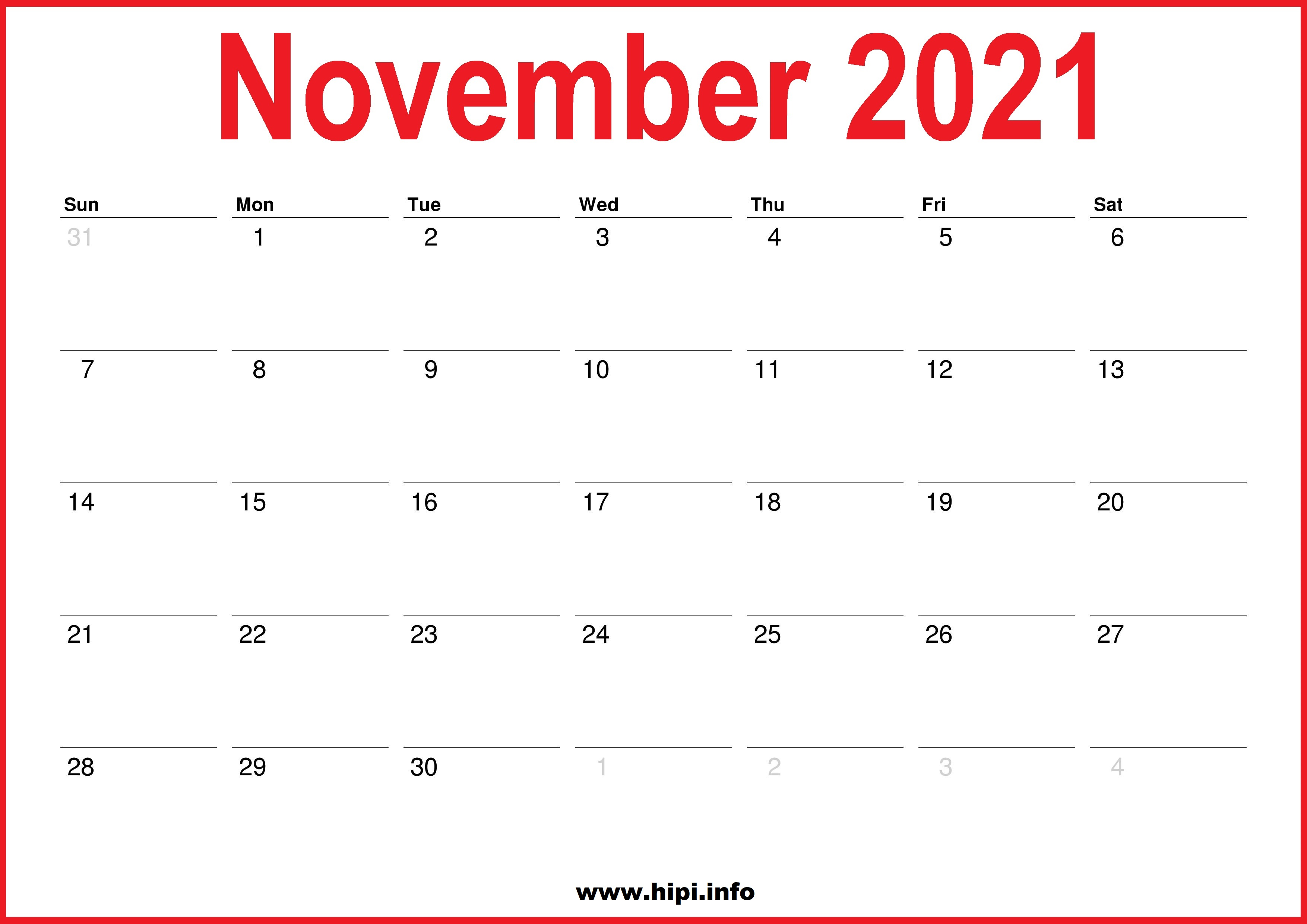 Monthly Calendars, November, December 2021