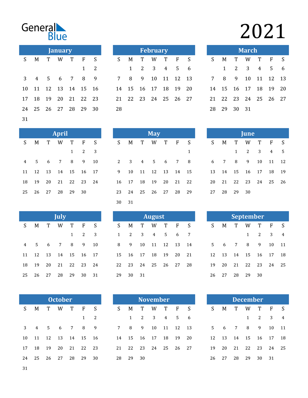 Calendar (PDF, Word, Excel)