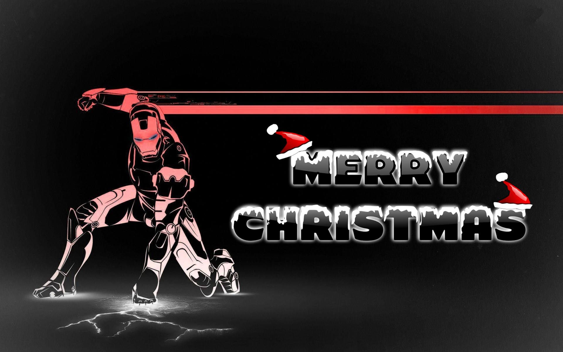 Happy Merry Christmas Wishes Super Hero Ironman Kids Art HD Wallpaper