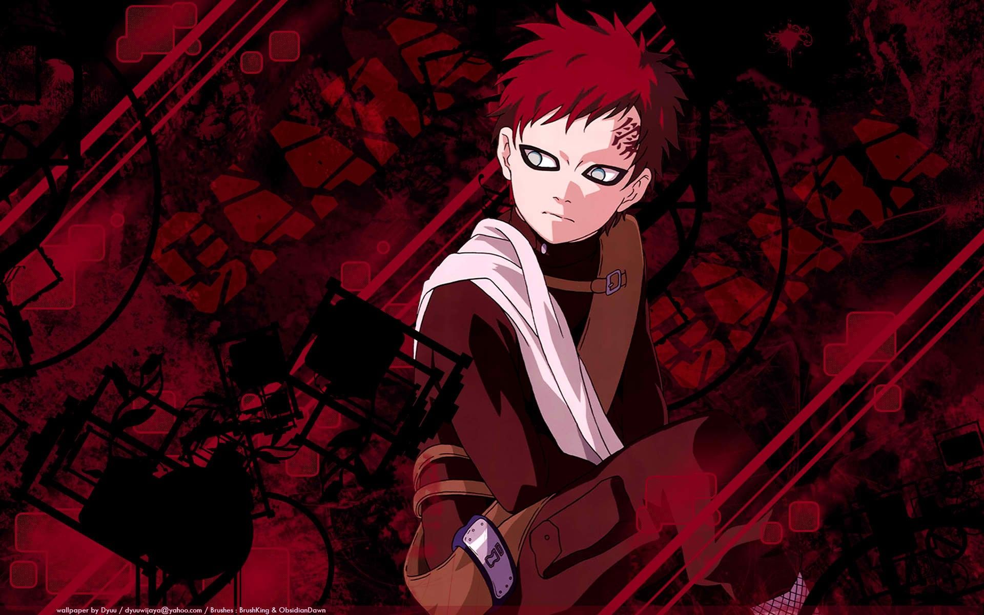 Gaara Symbol, black, gradient, naruto, naruto shippuden, red, HD