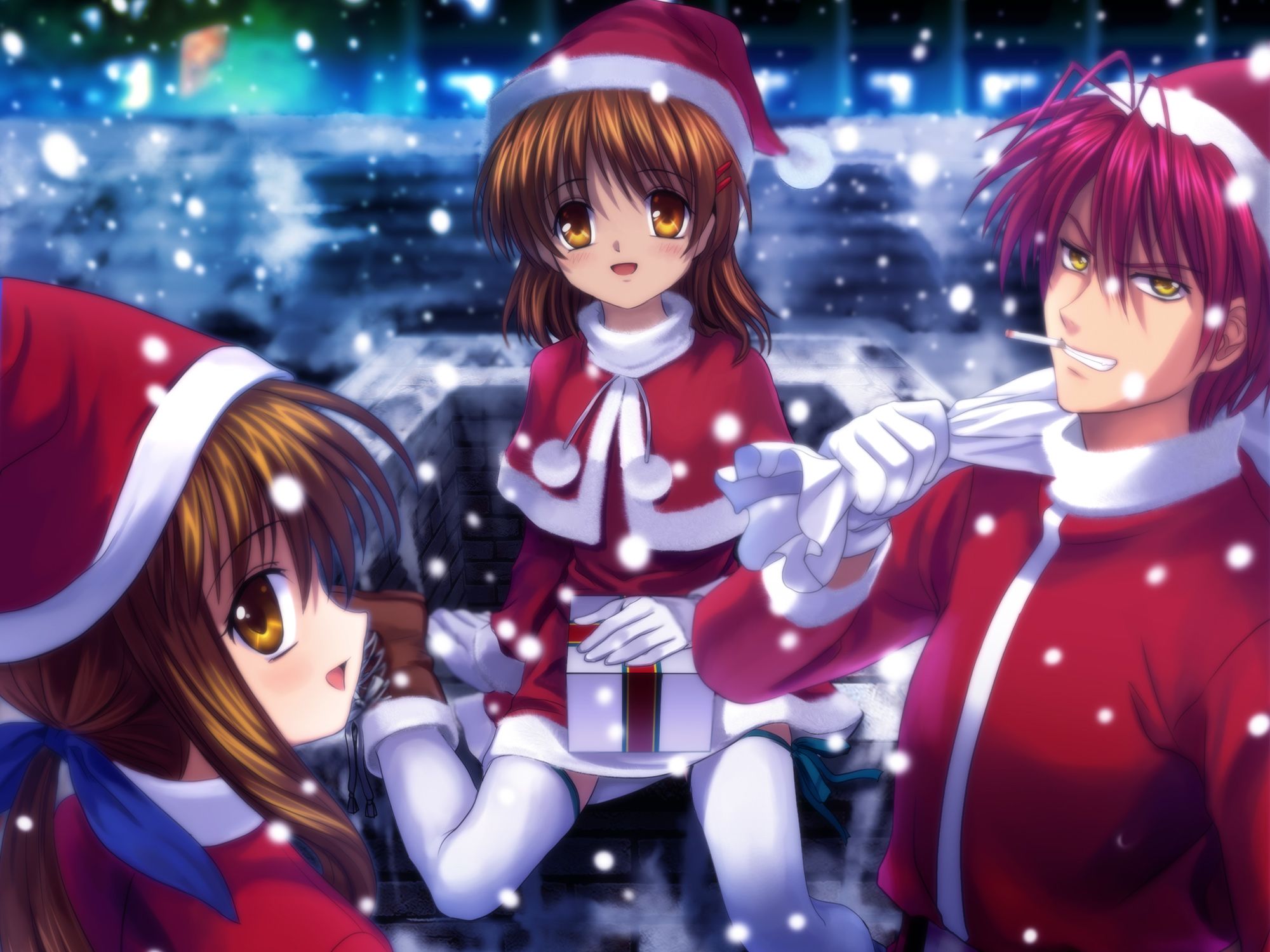 Cute Anime Girl Christmas Wallpaper HD