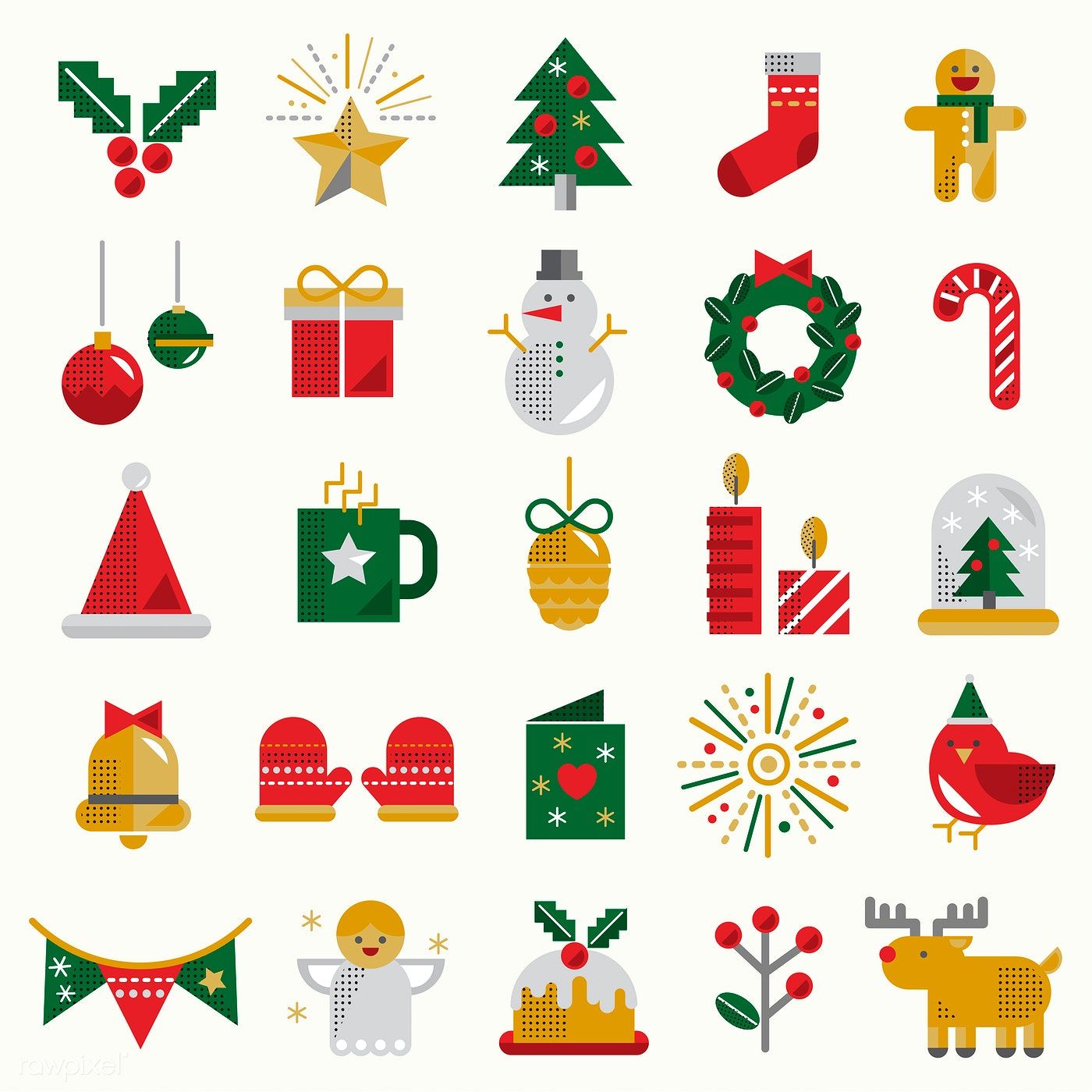 Download premium vector of Set of Christmas symbol vectors 281079. Christmas icons, Christmas drawing, Christmas frames