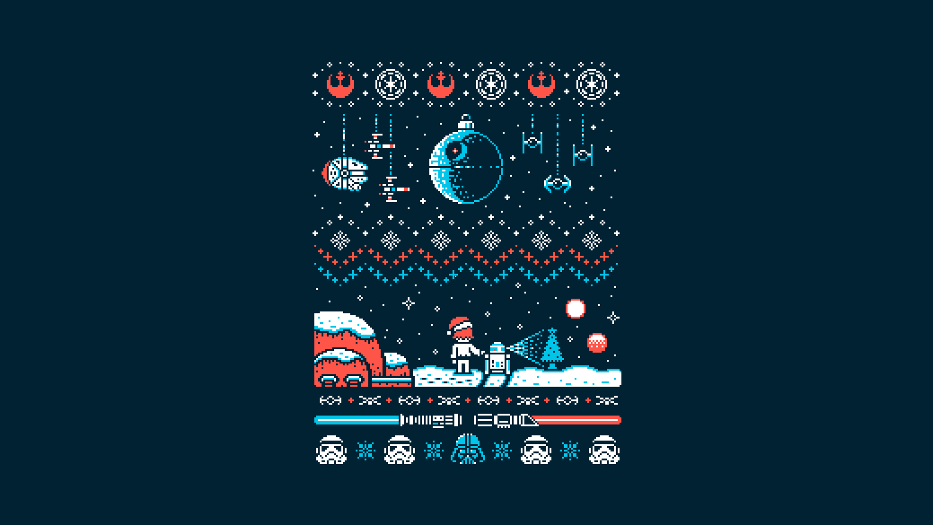 Turned This Star Wars Christmas Sweater Design Into A Wallpaper • R Wallpaper. Star Wars Christmas Sweater, Star Wars Christmas, Christmas Sweaters