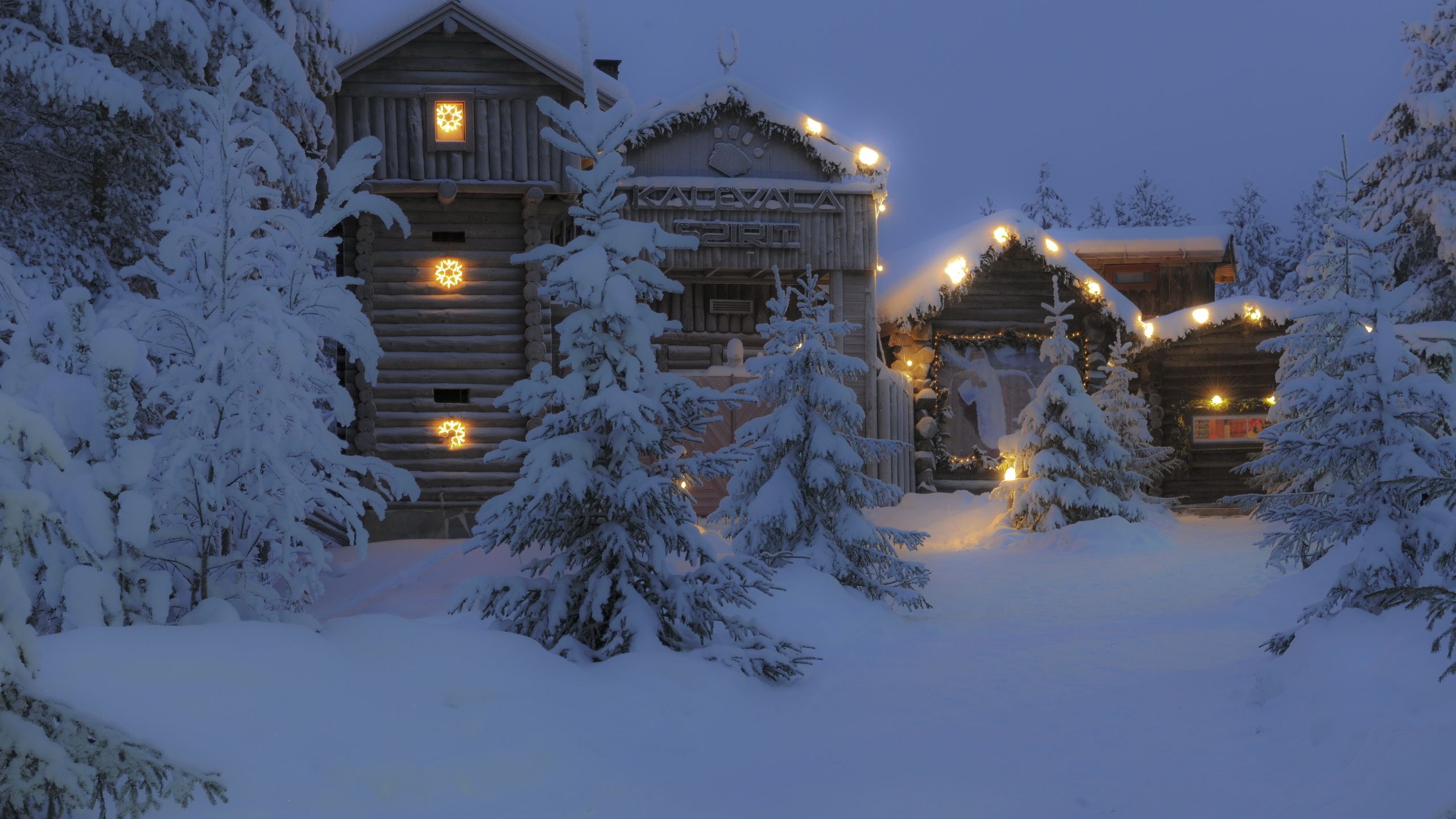 night, finland, winter, trees, snow, house, lapland desktop wallpaper 3555