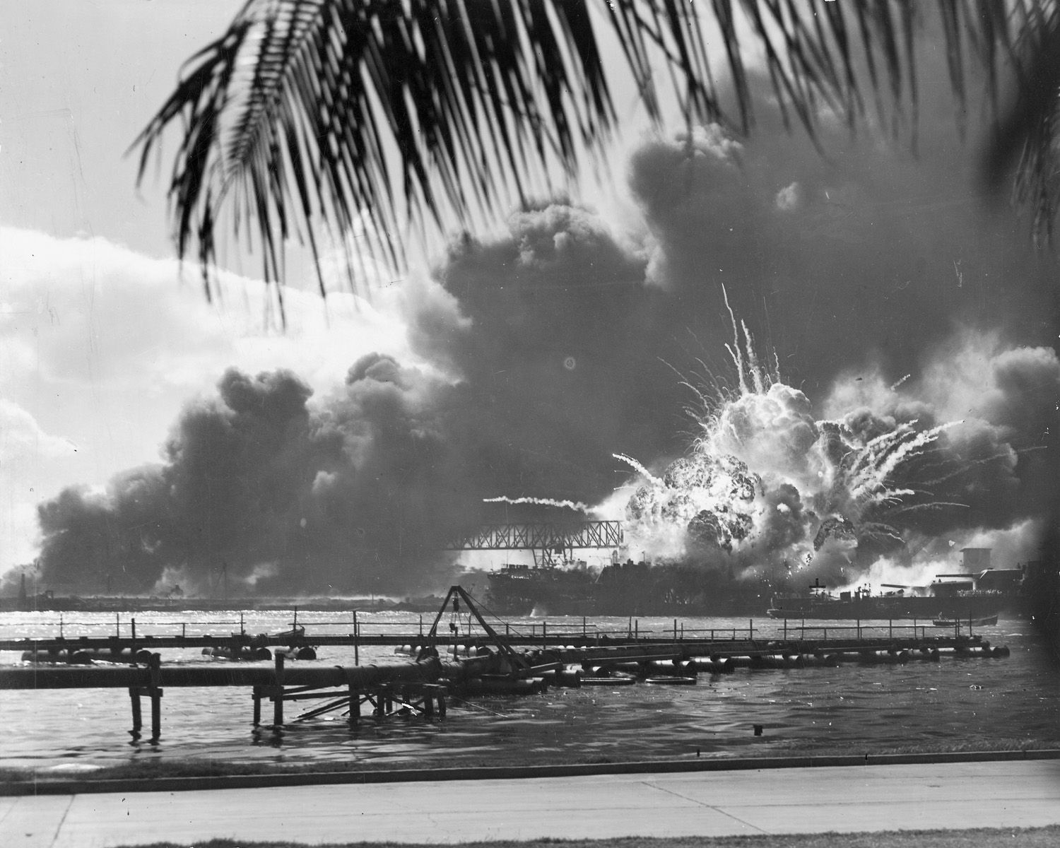 USS SHAW Exploding Pearl Harbor Nara 80 G 16871
