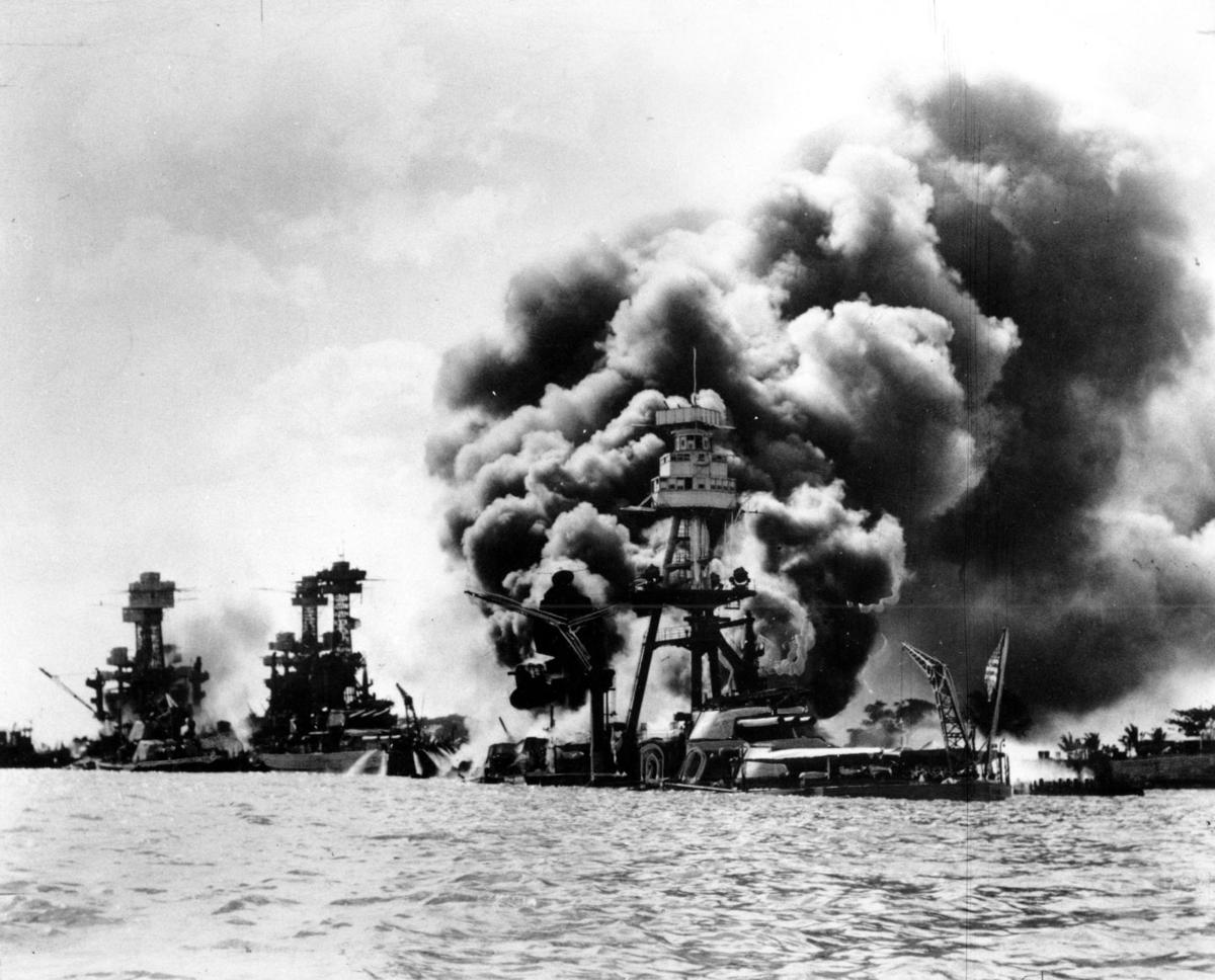 historical photo of the attack on Pearl Harbor