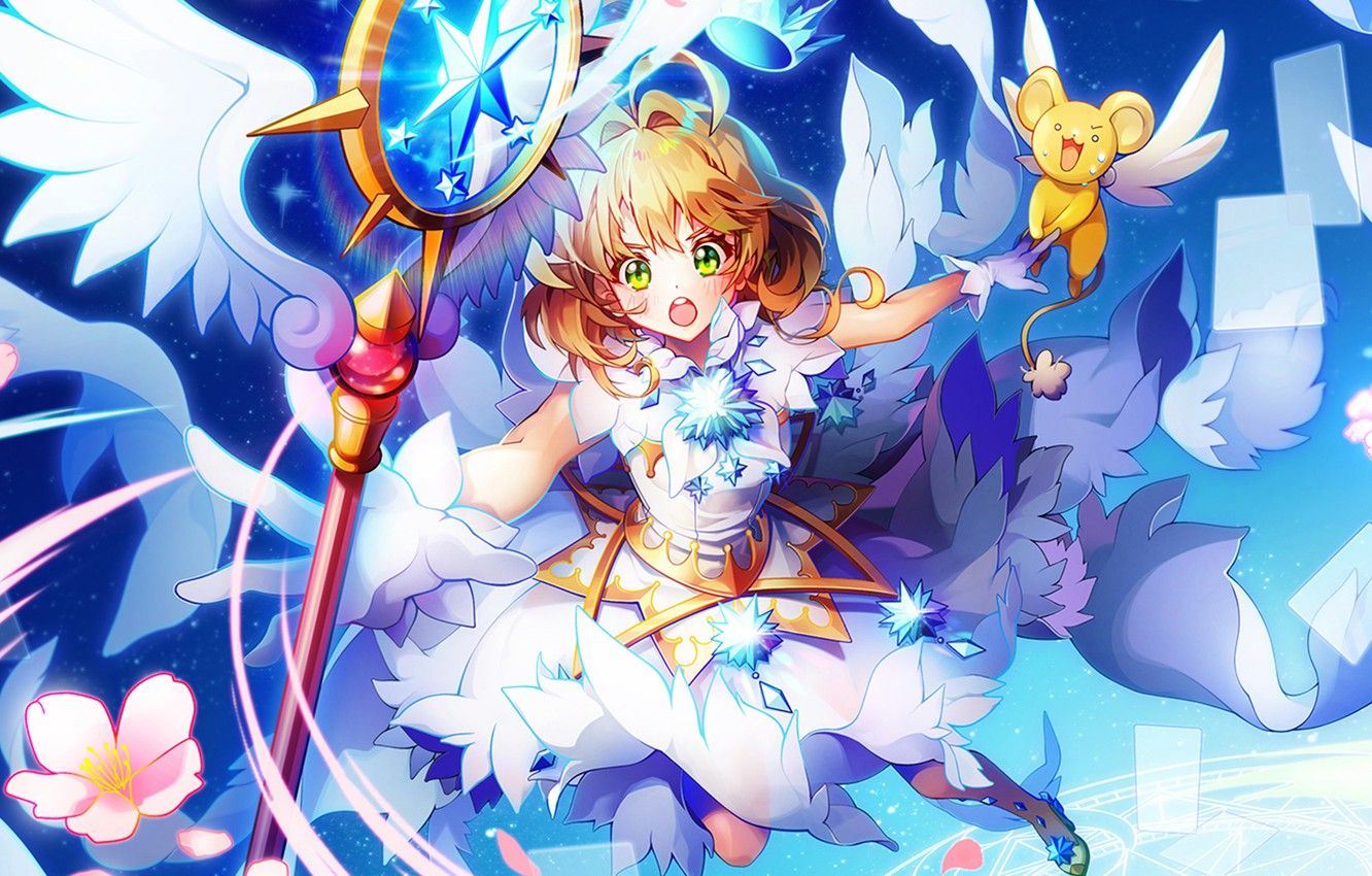 Wallpaper girl, anime, Card Captor Sakura, animal, Sakura cards image for desktop, section сёнэн