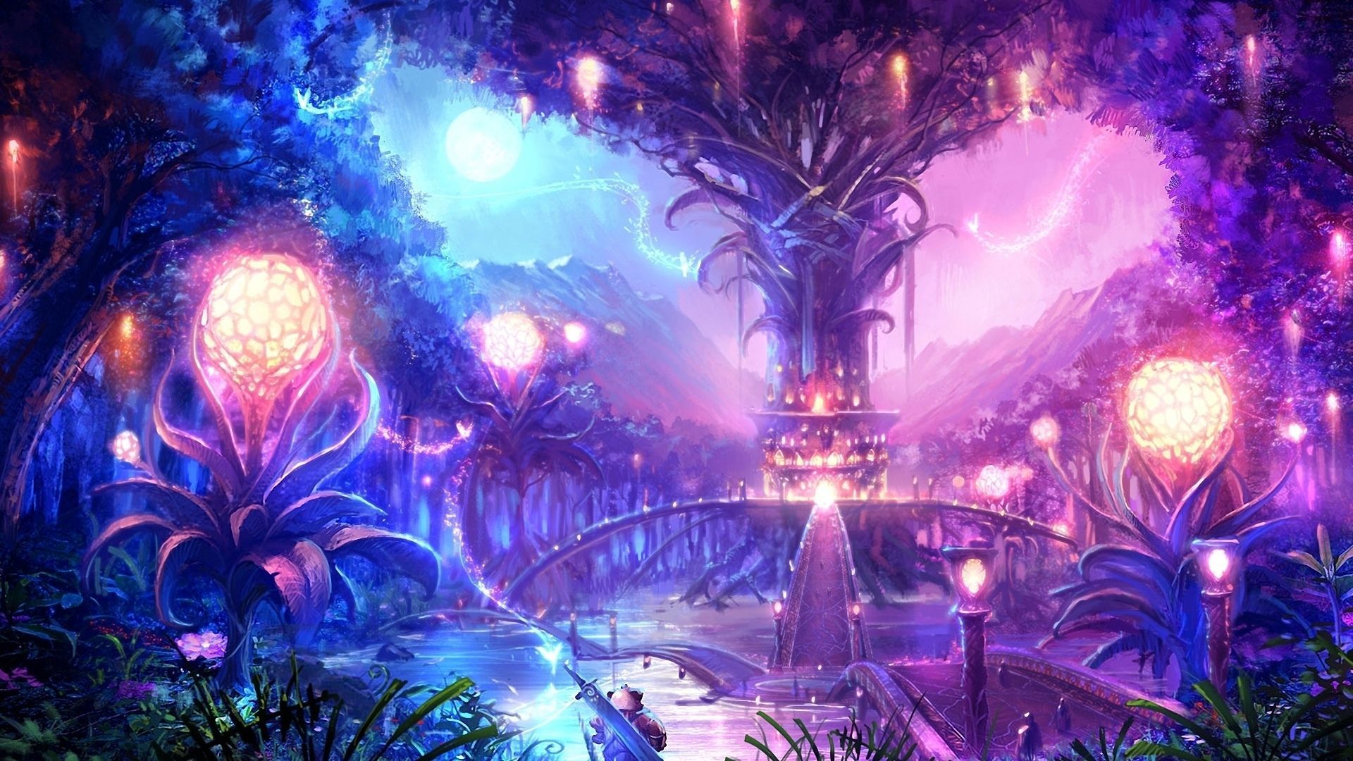 Purple Anime Forest Wallpapers - Wallpaper Cave
