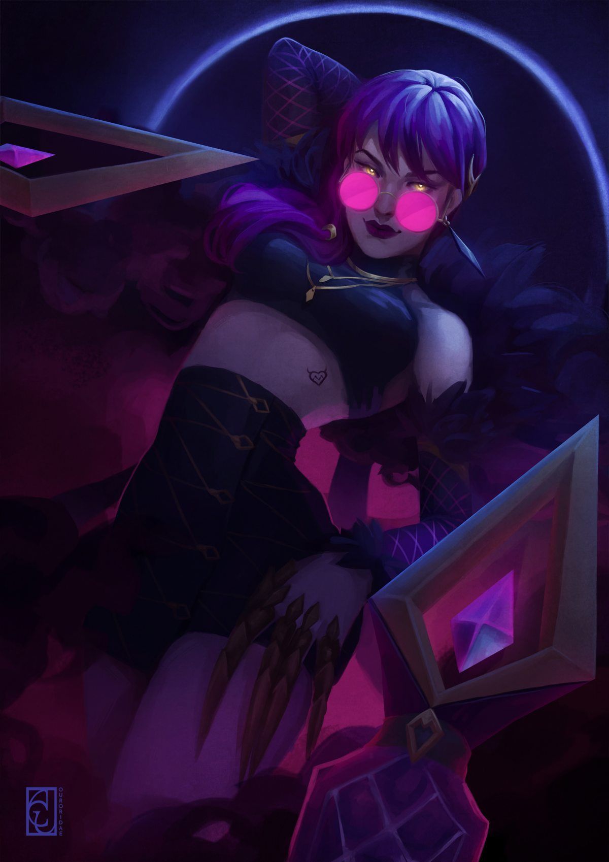 K DA Evelynn By Ouroridae HD Wallpaper Background Fan Art Artwork League Of Legends Lol. Evelynn League Of Legends, Ilustrações, League Of Legends