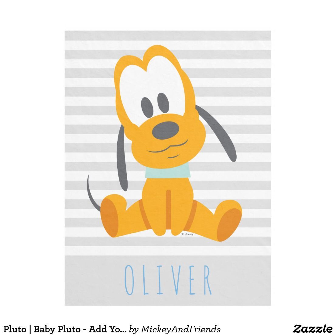 Pluto. Baby Pluto Your Name Fleece Blanket. Zazzle.com. Striped baby blanket, Disney baby shower, Fleece blanket