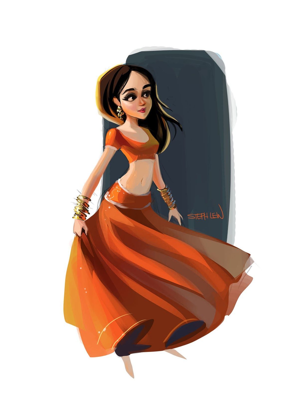 Steph Lew Art Blog!: Lunch Doodle. Indian illustration, Girls cartoon art, Girly art