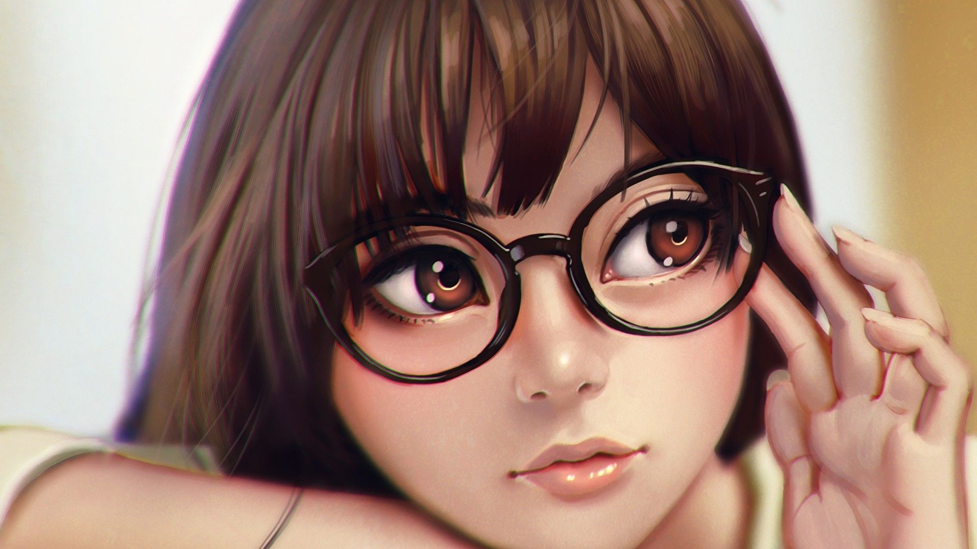 Cute Anime Girl with Glasses 4K Wallpaper iPhone HD Phone #4030f