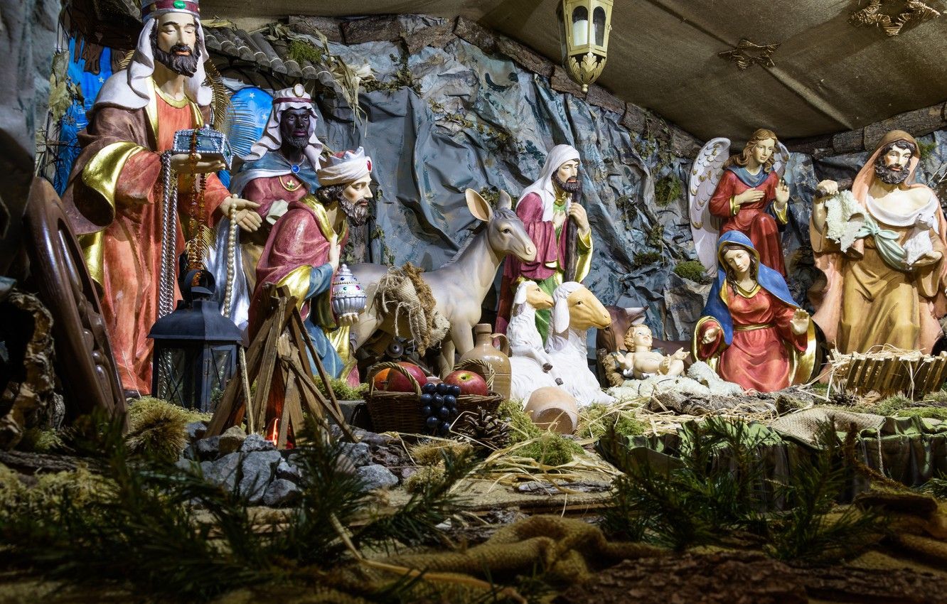 Wallpaper Christmas, birth, religion, Christ, Jesus, cot image for desktop, section разное