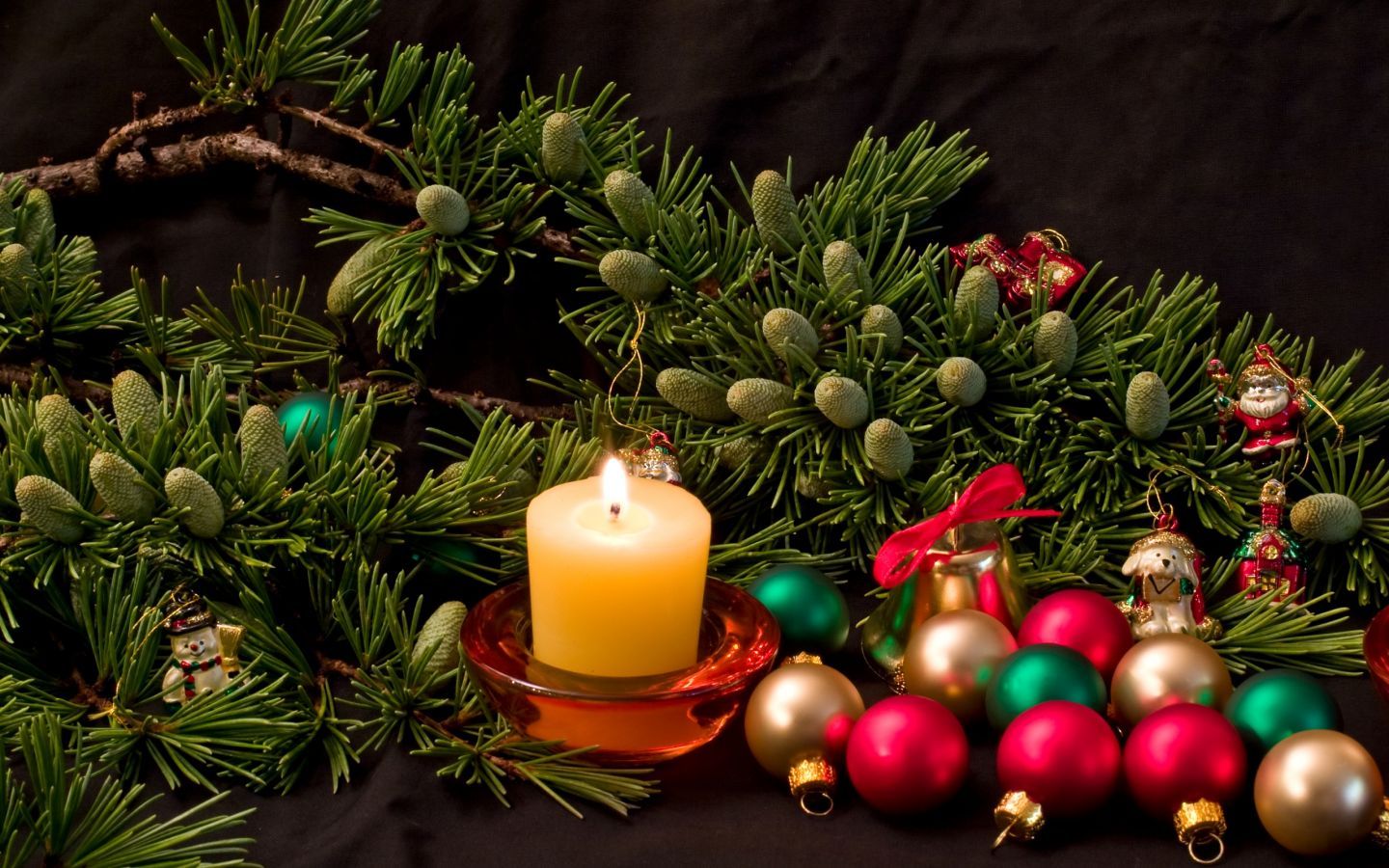 Candles And Christmas Balls Wallpaper. All is Wall