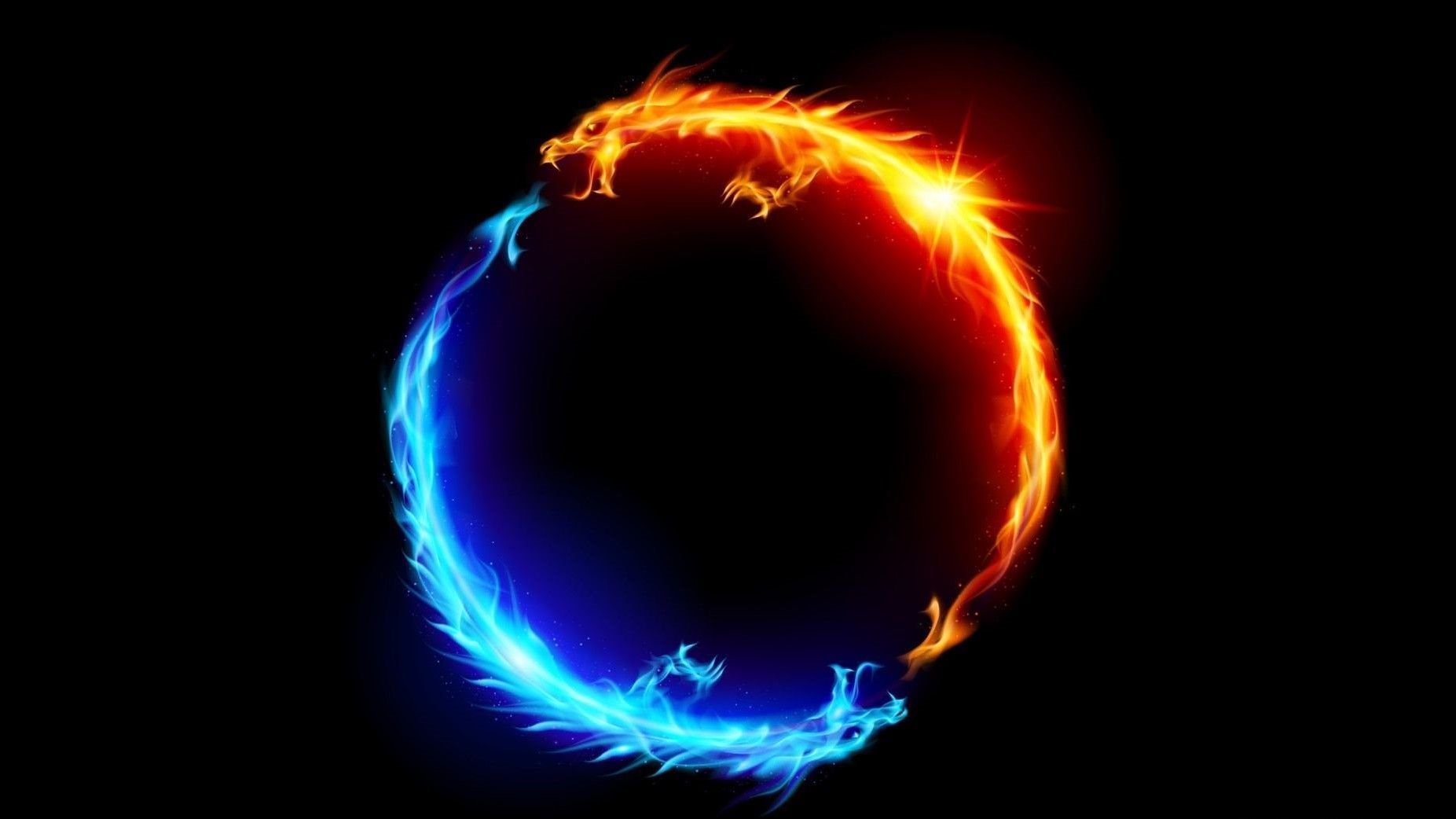 Fire And Ice Dragon Wallpaper. Yin yang image, Fire and ice dragons, Yin yang