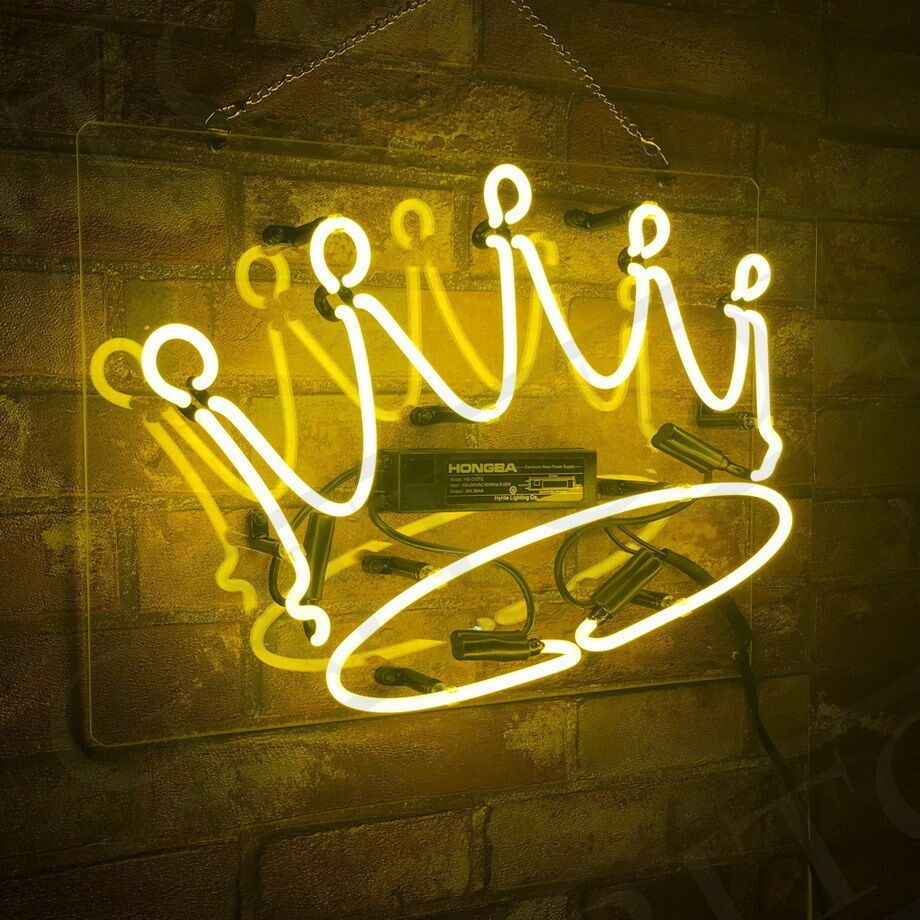 Yellow Crown Shape Neon Sign Light White Color Cloud Man Cave Night Club. Neon wall signs, Neon signs, Neon wall art
