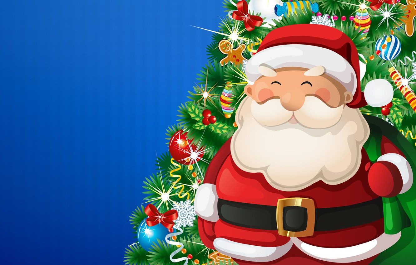 Wallpaper Christmas, Costume, New year, Santa, Tree, Holiday, Santa Claus, Tree, Toys, Klaus, Santa Claus, Grandpa, Grandfather, Santa Claus image for desktop, section новый год