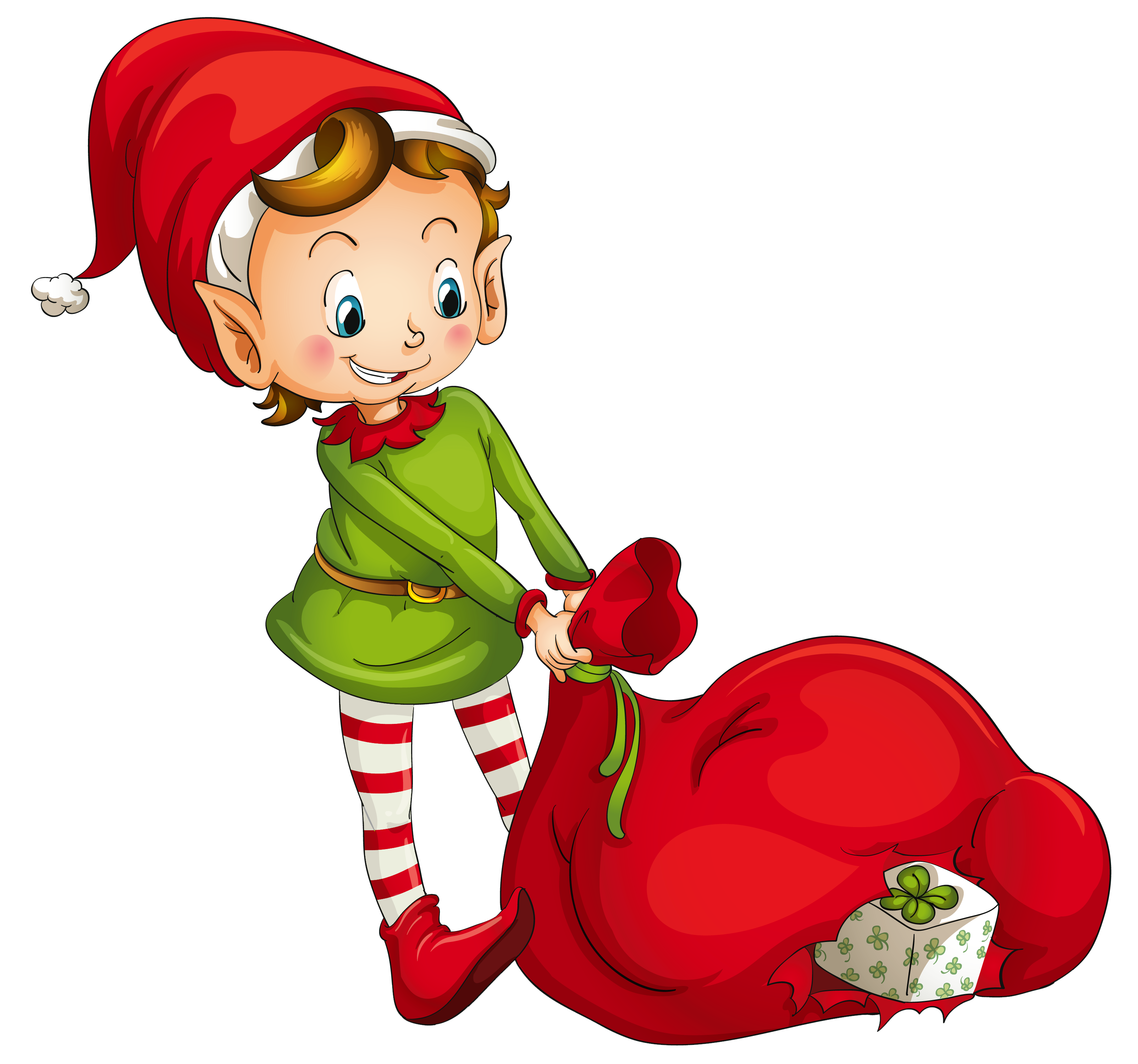 Christmas Elf With Santa Bag Clipart Quality Image And Transparent PNG Free Clipart