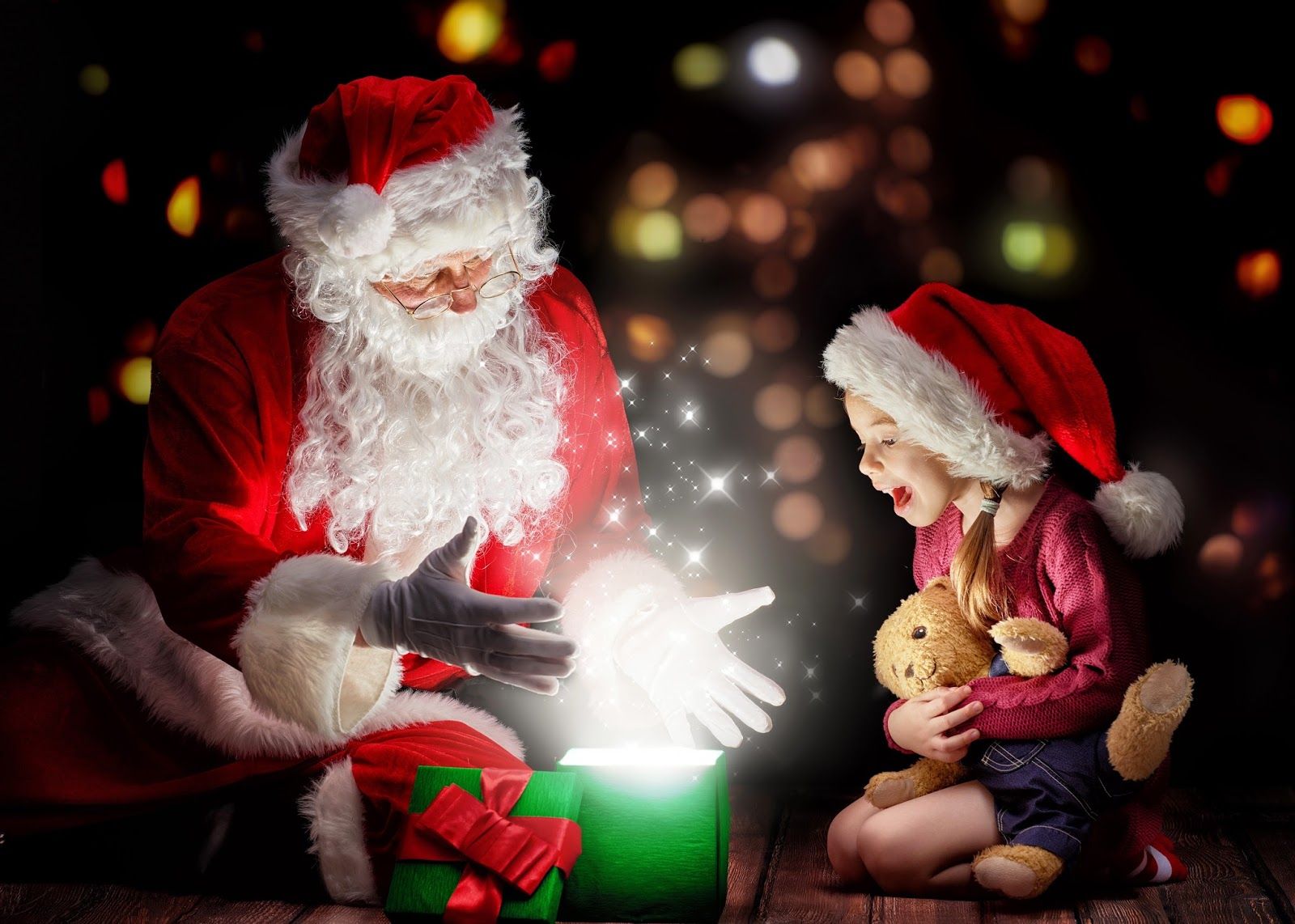 Kids emotions and excited for Christmas surprise gifts HD image
