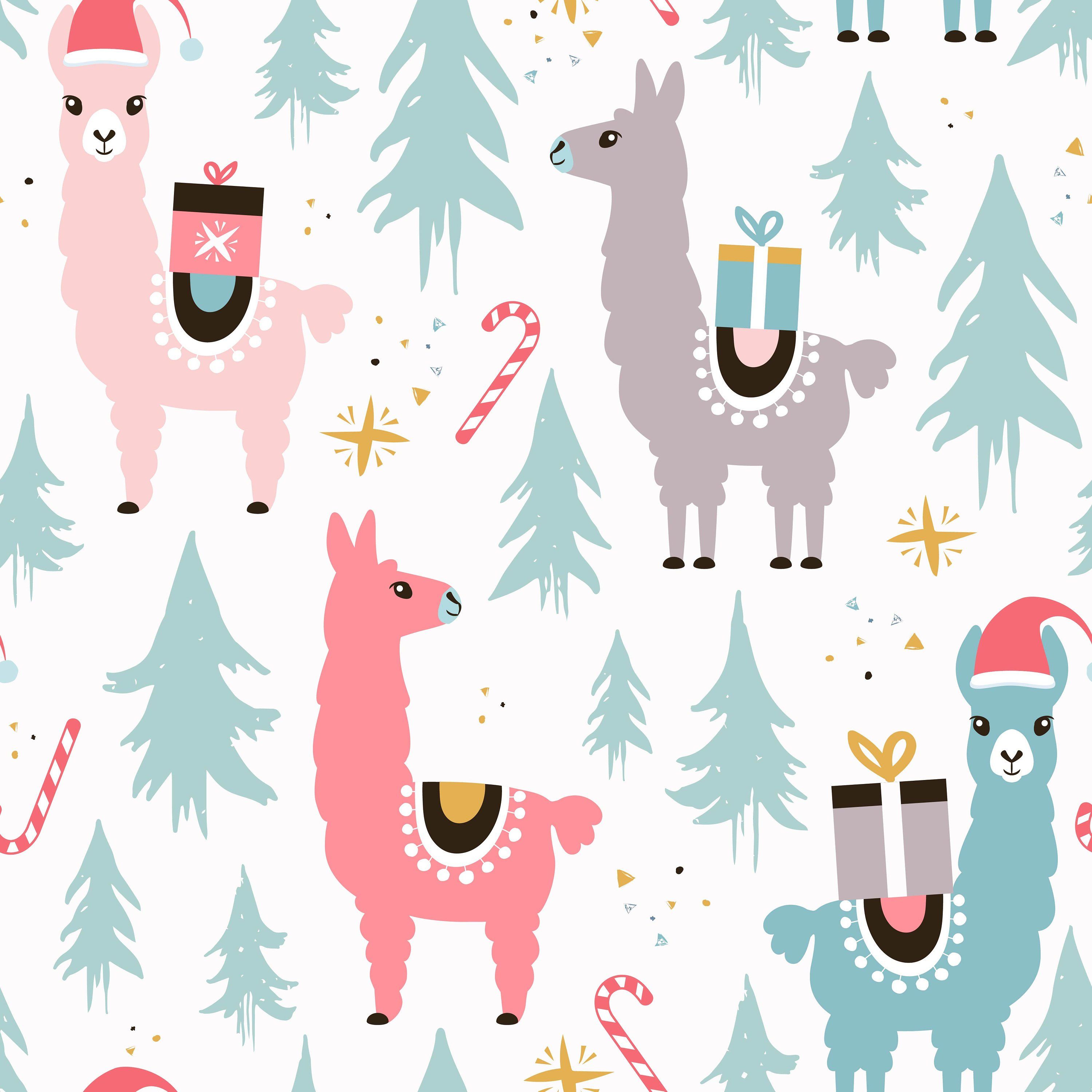 Llama llama holiday wrapping paper sheets, Christmas wrap, llama and tree wrap by Olivi. Wallpaper iphone christmas, Holiday wrapping paper, Wrapping paper sheets
