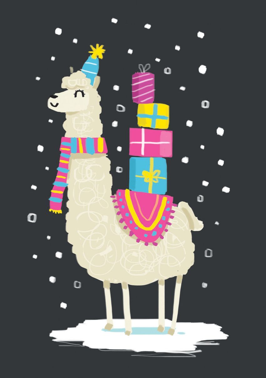 Christmas Llama. Llama christmas, Christmas illustration, Christmas art