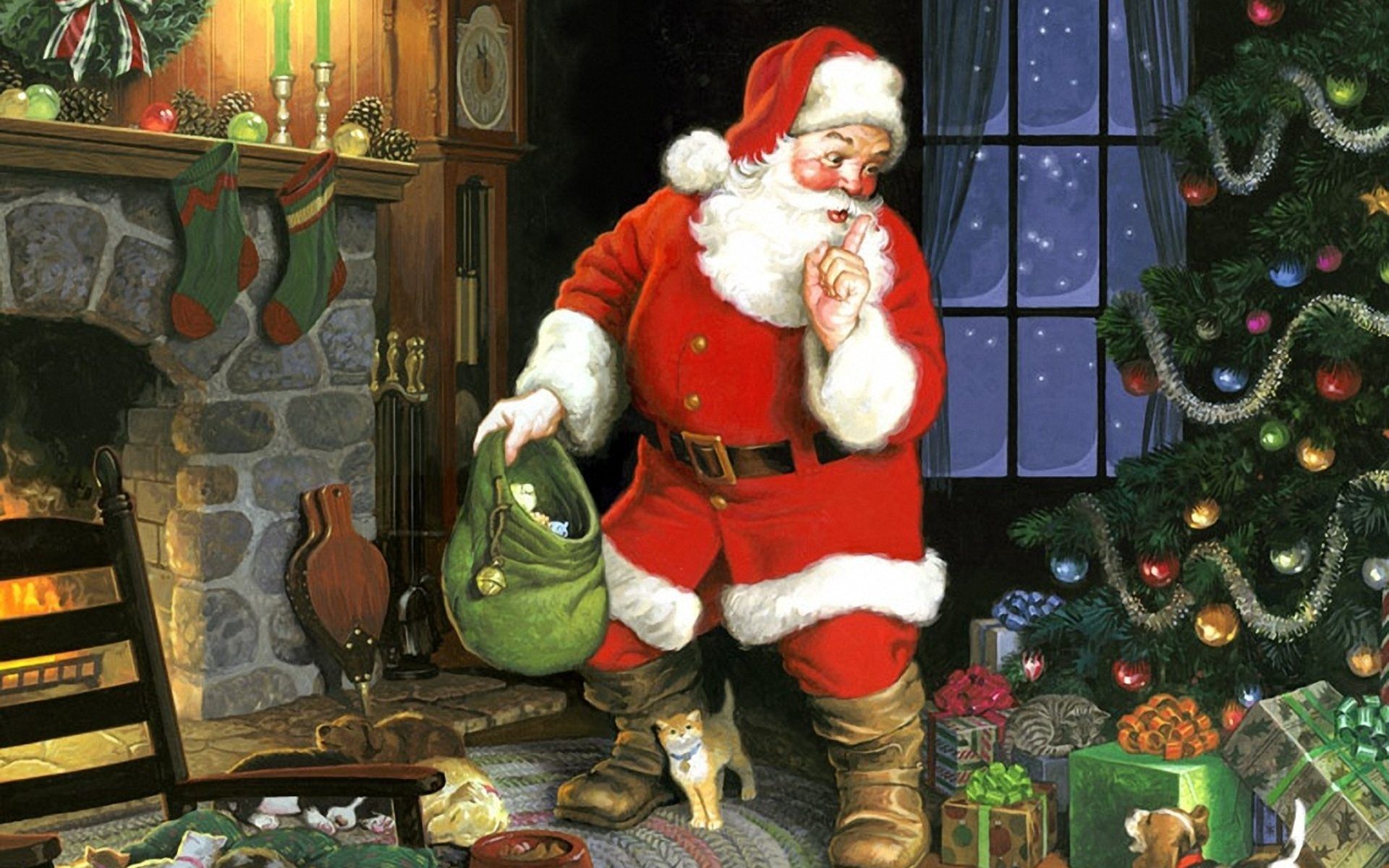 Christmas Desktop Wallpaper Santa Wallpaper & Background Download