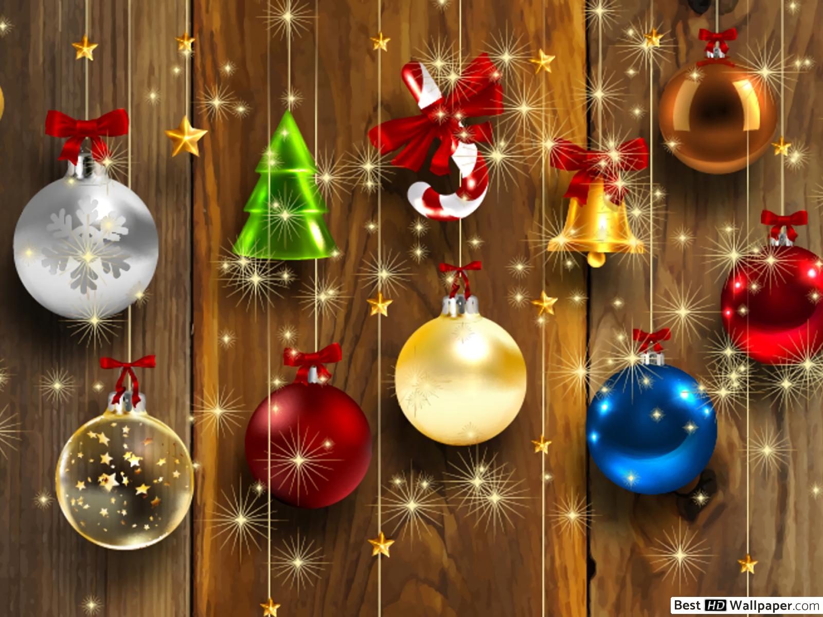 Sparkilng Christmas decor with rustic wood background HD wallpaper download