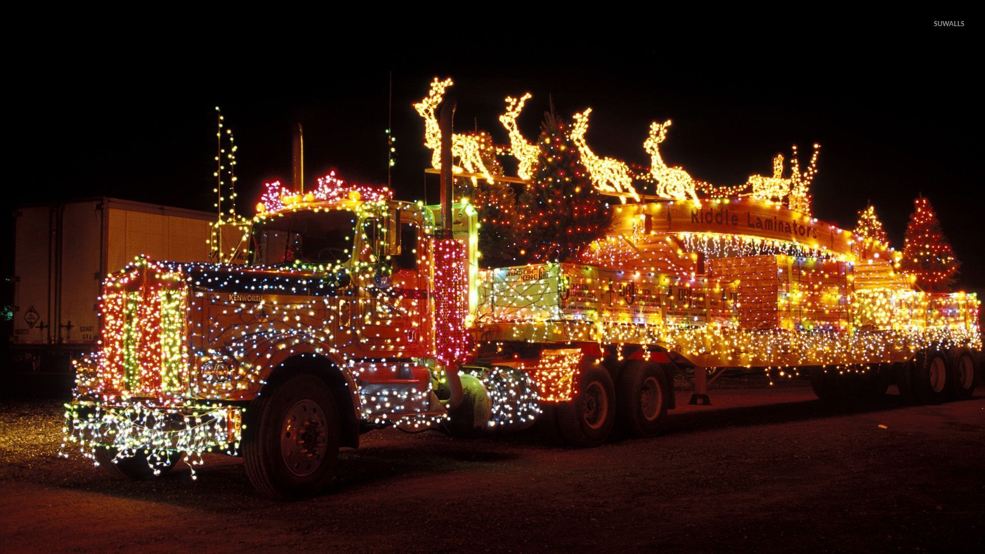 Truck with Christmas lights wallpaper wallpaper