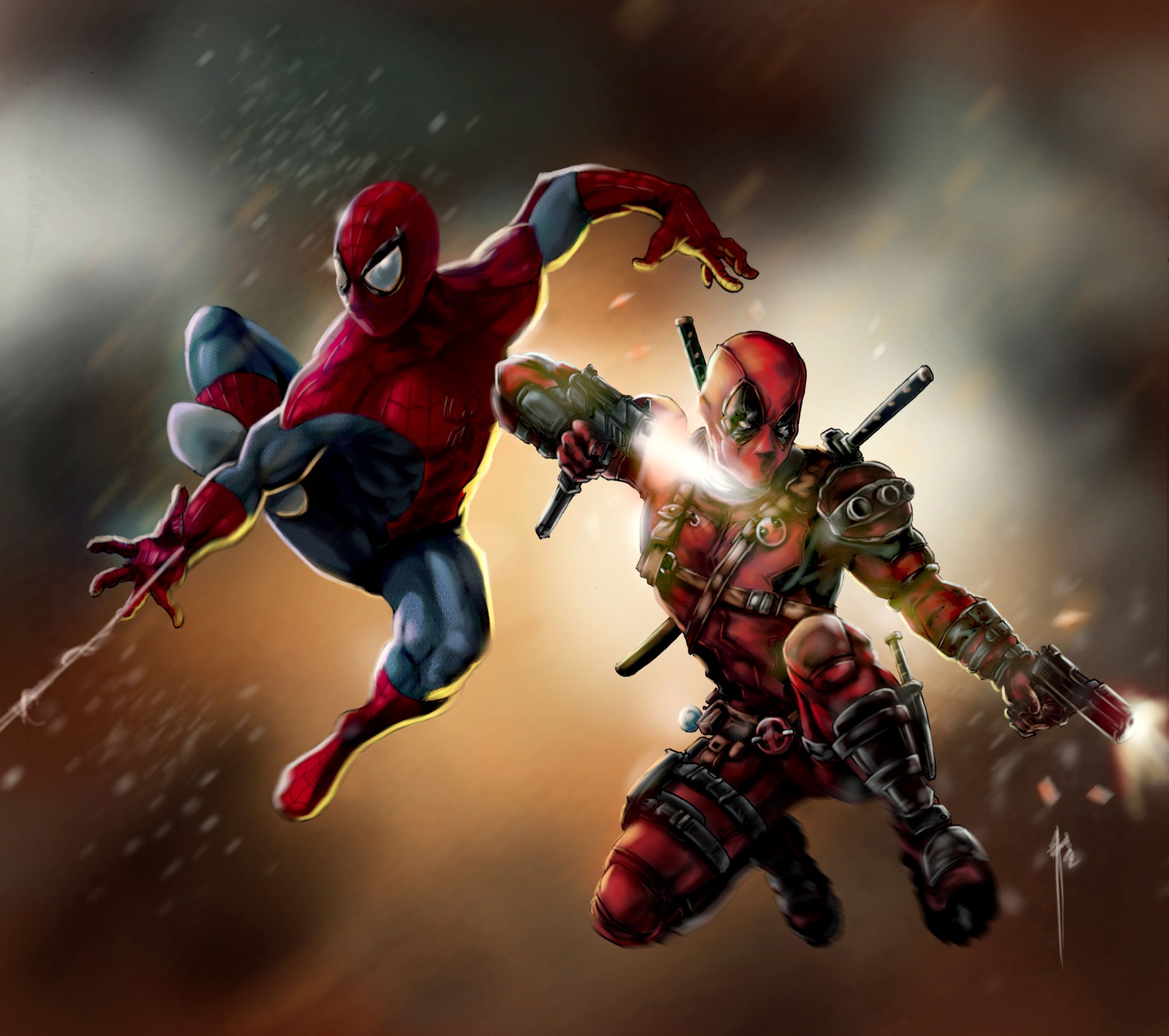 deadpool vs spiderman wallpaper 1920x1080