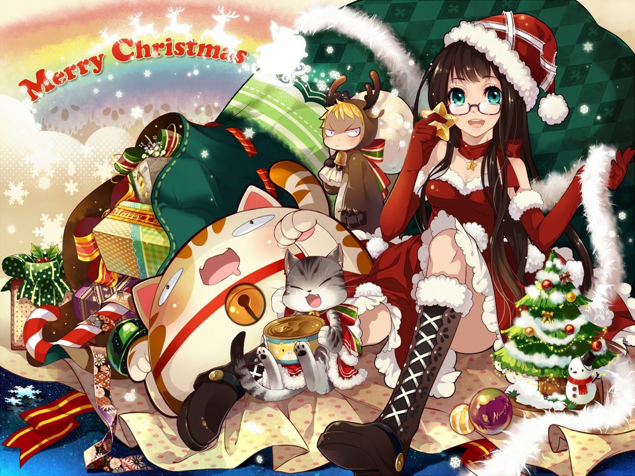 Merry Christmas Render By Animelover - Anime Girl Christmas Group - Free  Transparent PNG Download - PNGkey