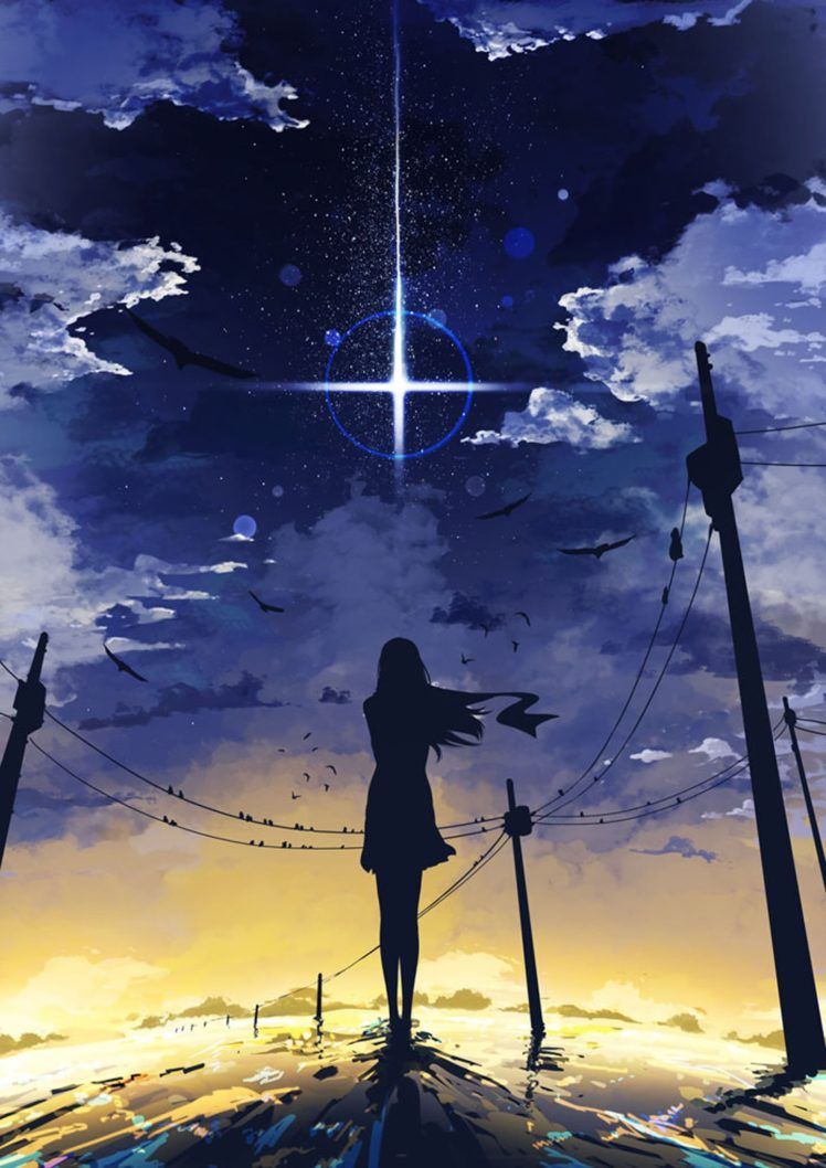 night, Girl, Sunset, Star, Anime Wallpaper HD / Desktop and Mobile Background