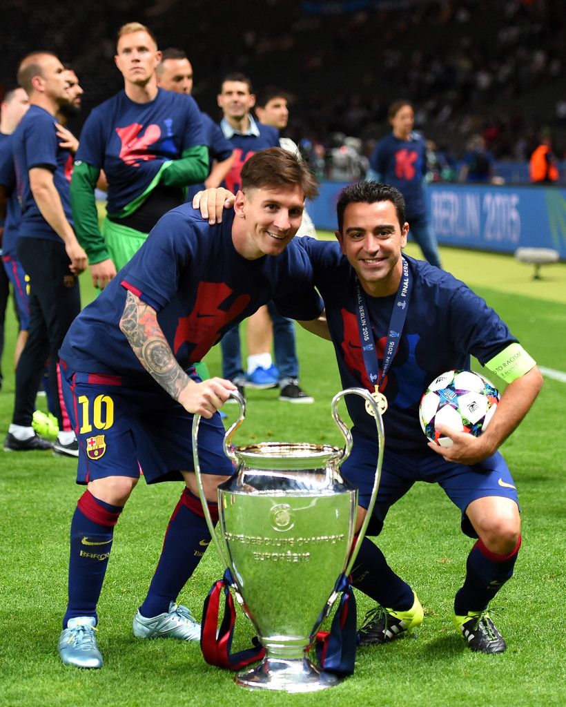 Lionel Messi, Xavi Hernandez Messi and Xavi Hernandez Photo v FC Barcelona Champions League Final