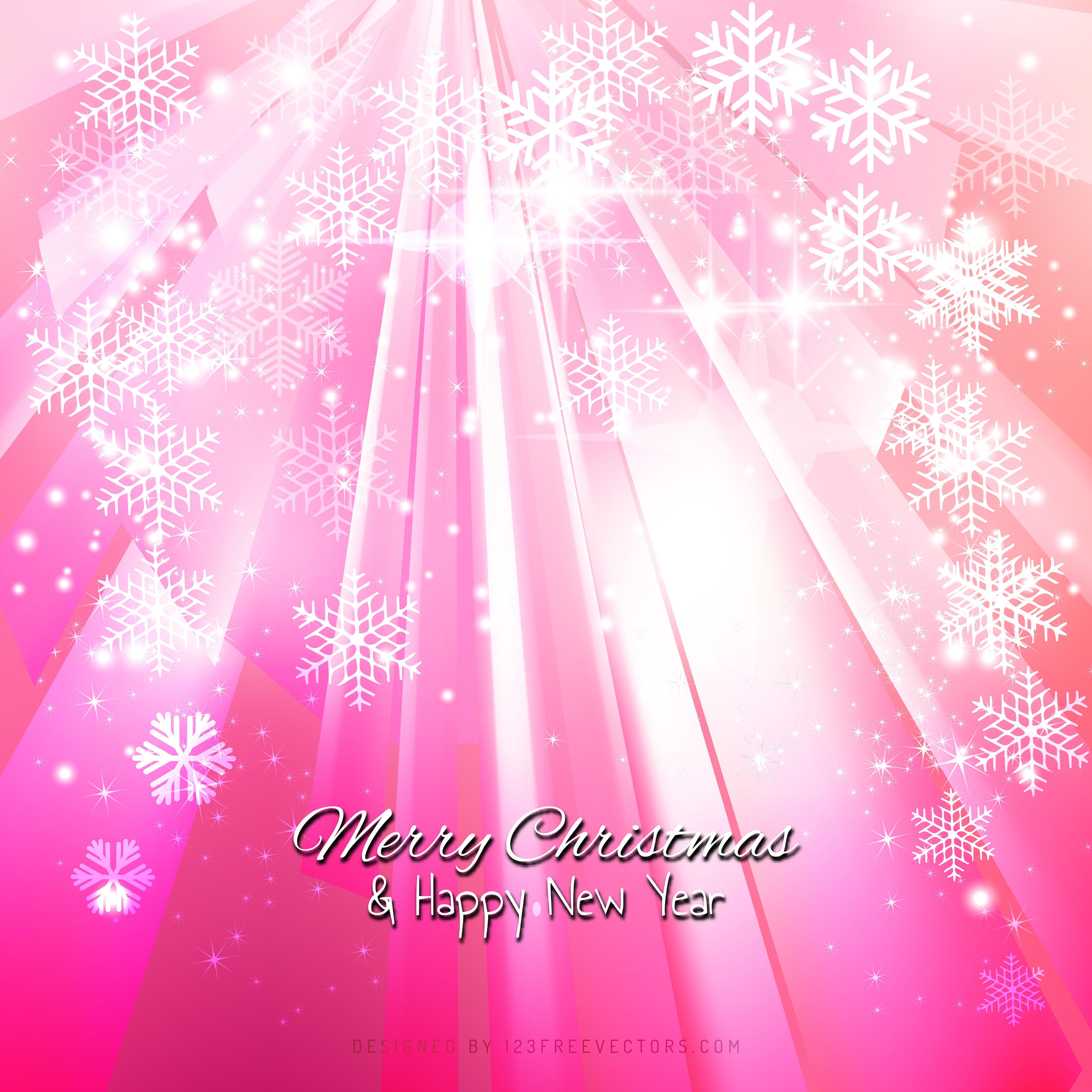 Pink Sparkles Christmas Background with Snowflakes