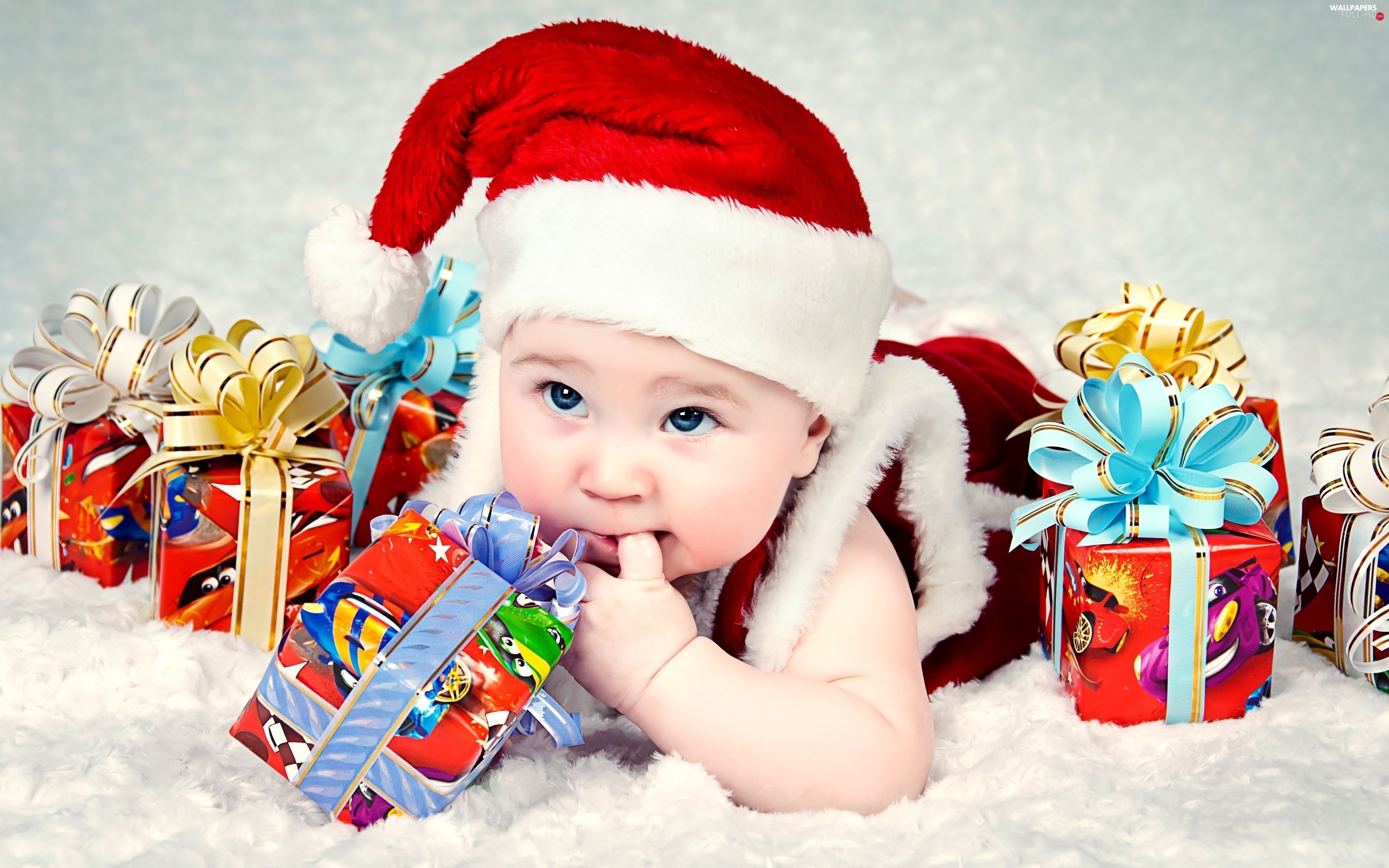 christmas, gifts, Kid, holly HD Wallpaper: 2880x1800