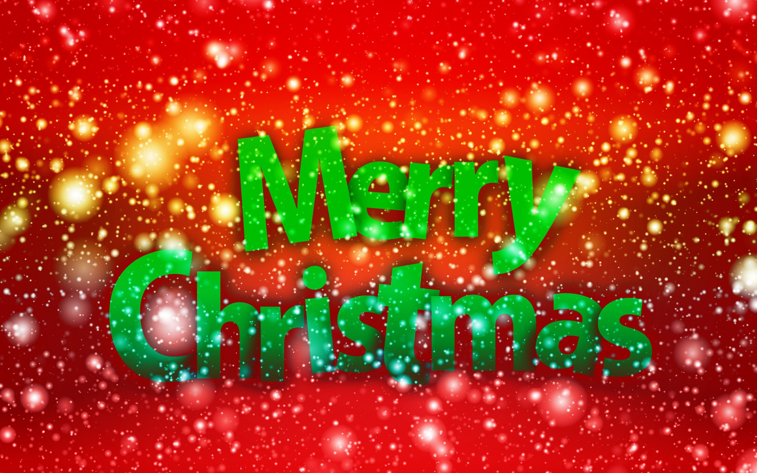 Download wallpaper Merry Christmas, red background, green letters, congratulation, postcard, snow, winter, Christmas background for desktop with resolution 2560x1600. High Quality HD picture wallpaper